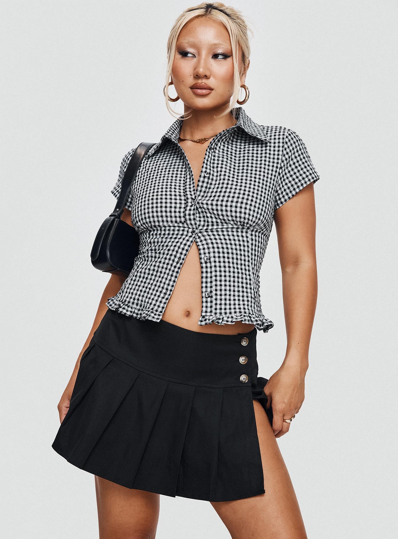 Anubis Pleat Mini Skirt Black、mySite、solidvoid