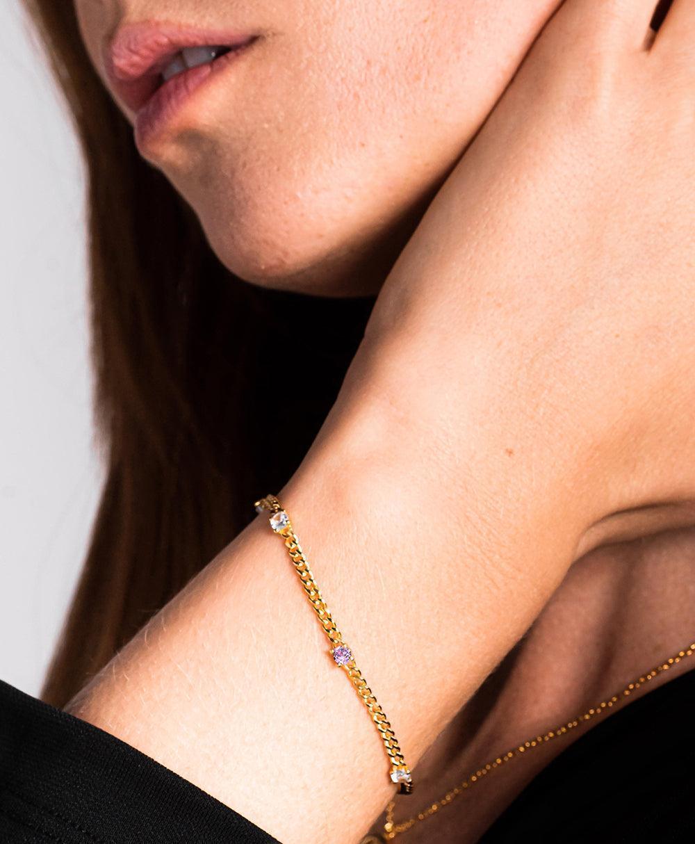 Birthstone Bracelet February 18ct Gold Plated、mySite、botmansion