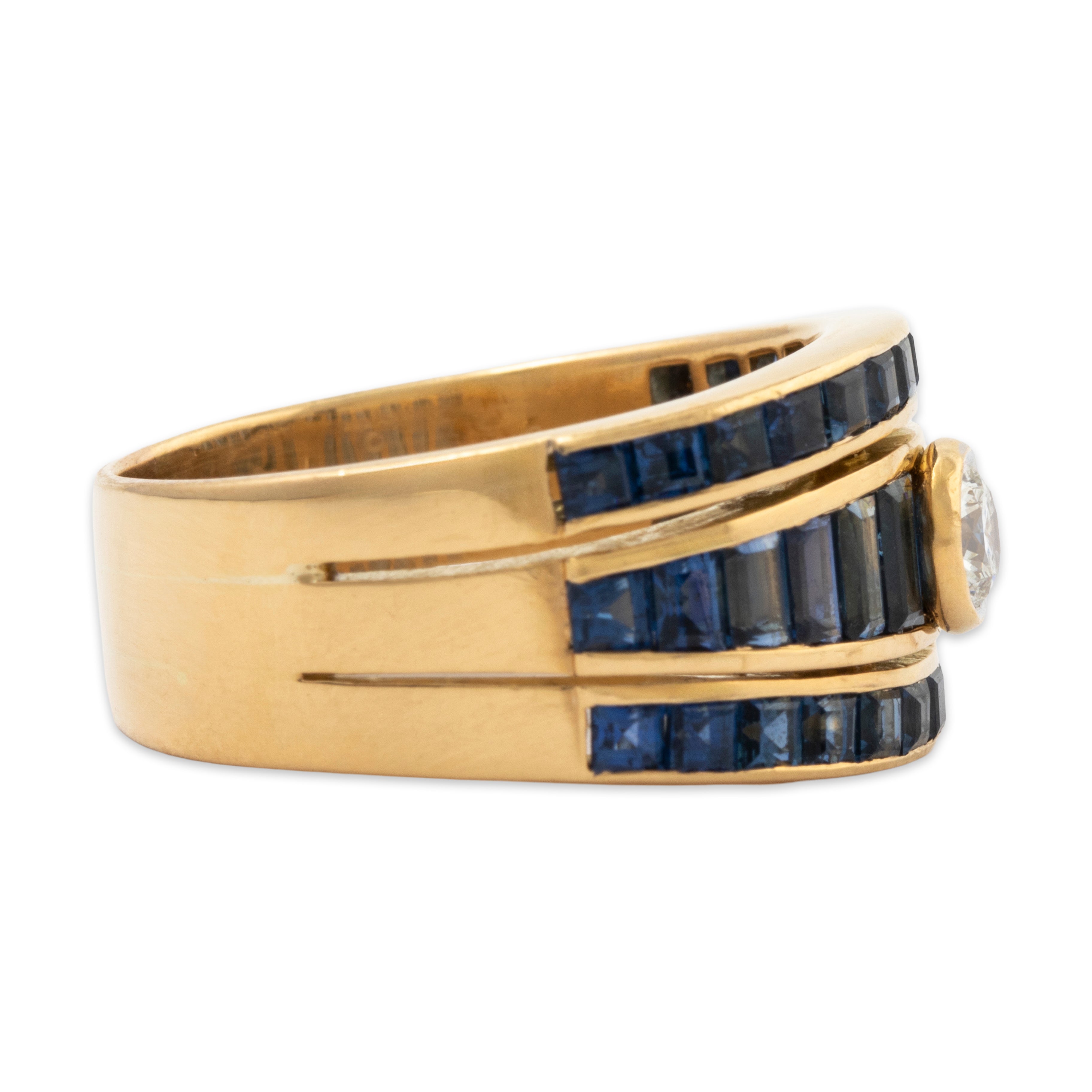 Vintage Heavy 18k Yellow Gold 1.6cttw Sapphire .25ct Diamond Ring 7.75、mySite、hinf8tx79