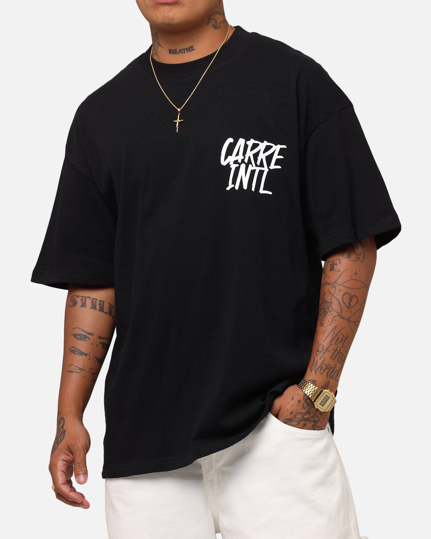 Carre Intl Drop Shoulder T-Shirt Black、mySite、zt4zffjzw