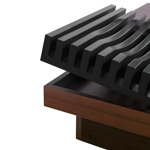 ITALIAN RETRO - INSPIRED ACACIA WOOD STORAGE COFFEE TABLE ,BROWN & BLACK COLOR、、eastwooduniform