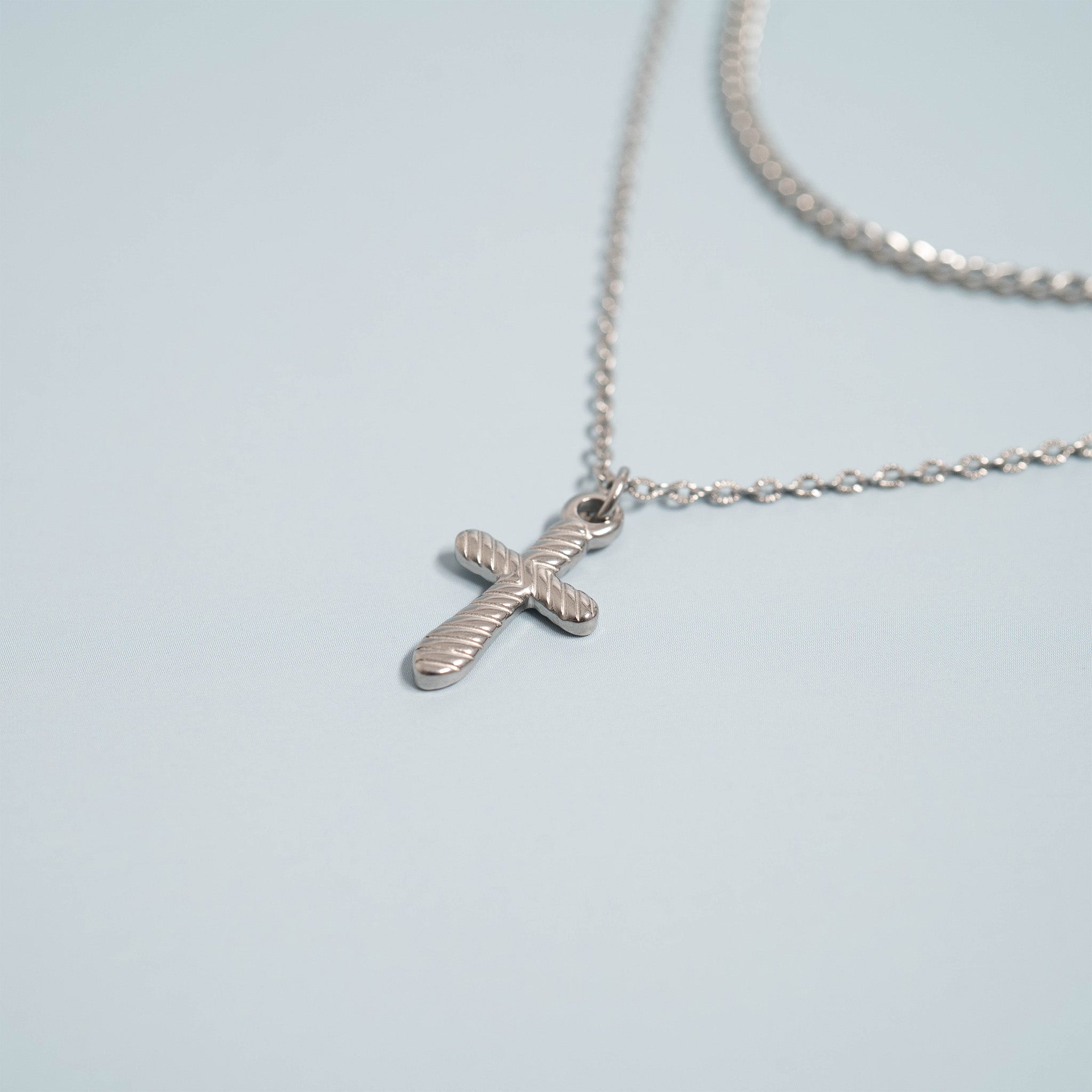 18K Gold PVD Stainless Steel Textured Cross Charm / PDL0114、mySite、dreamappss
