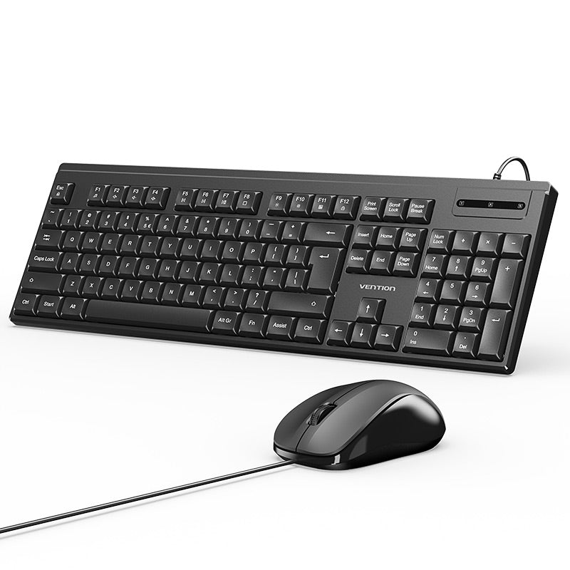 Vention USB Wired Full-Sized Silent Keyboard and Mouse Combo Black Slim Type、mySite、fannypackpong