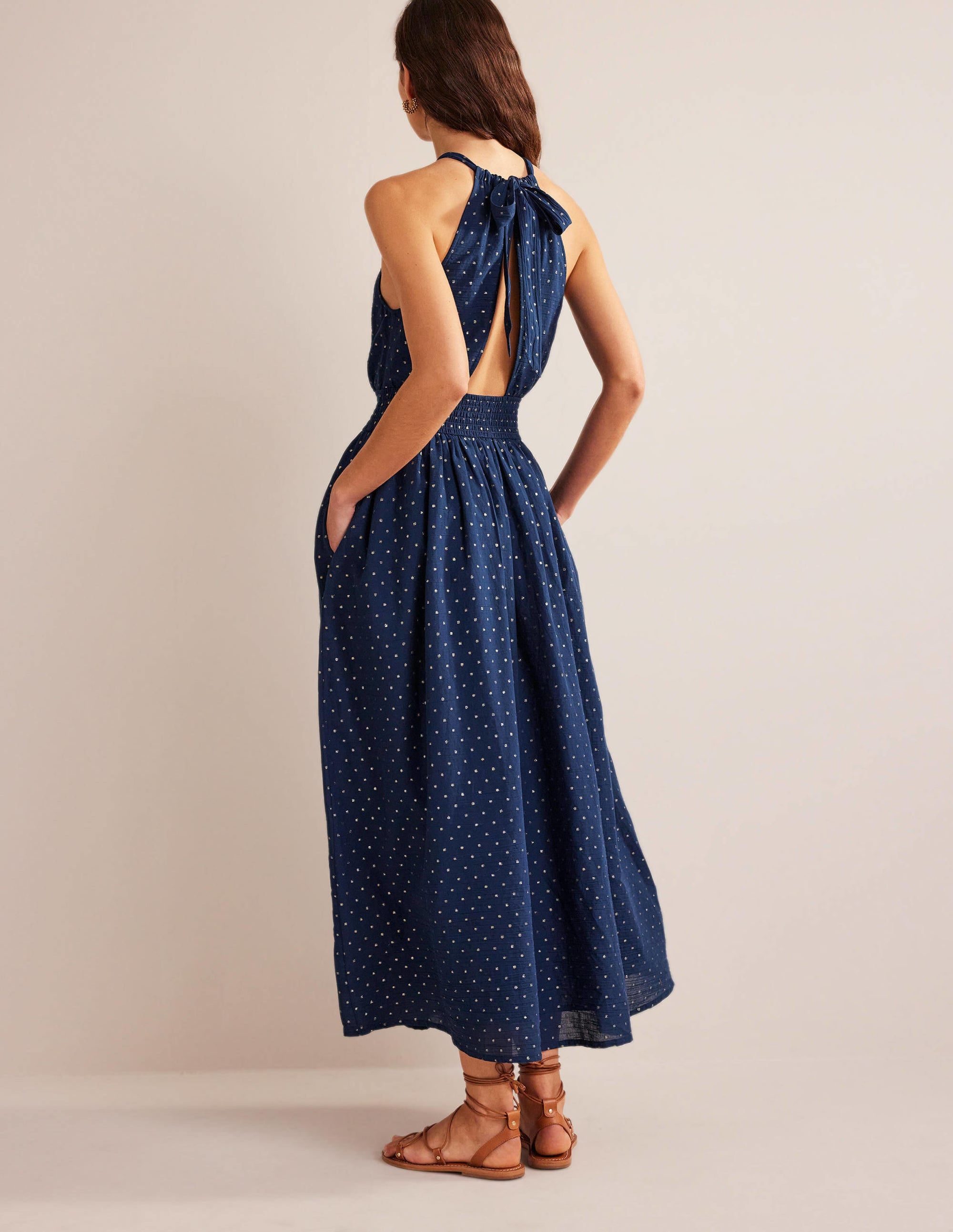  Metallic Detail Maxi Dress-Navy, Gold Clip、mySite、ashleygrahame