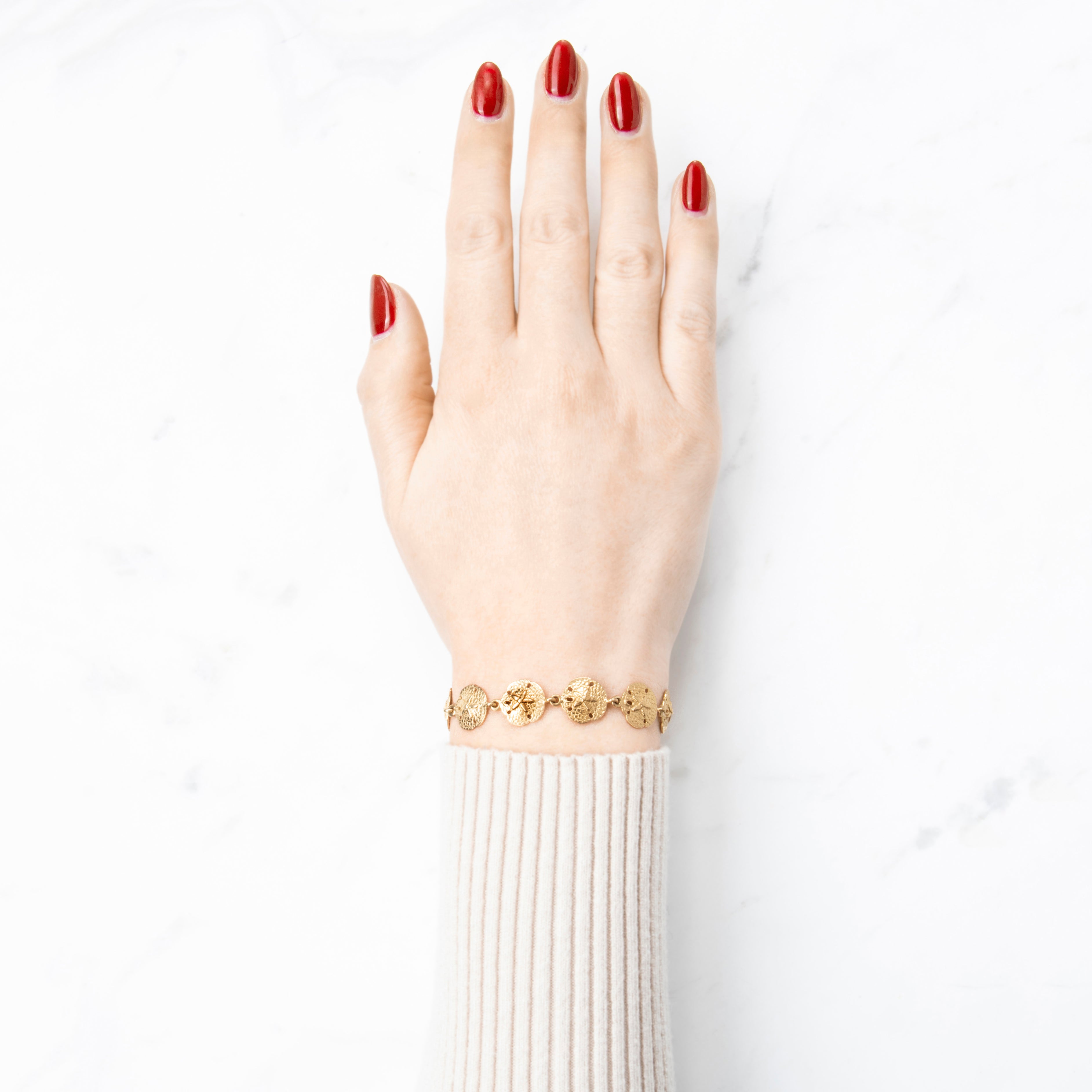 Vintage 14k Yellow Gold Sand Dollar Link Bracelet 7、mySite、hinf8tx79