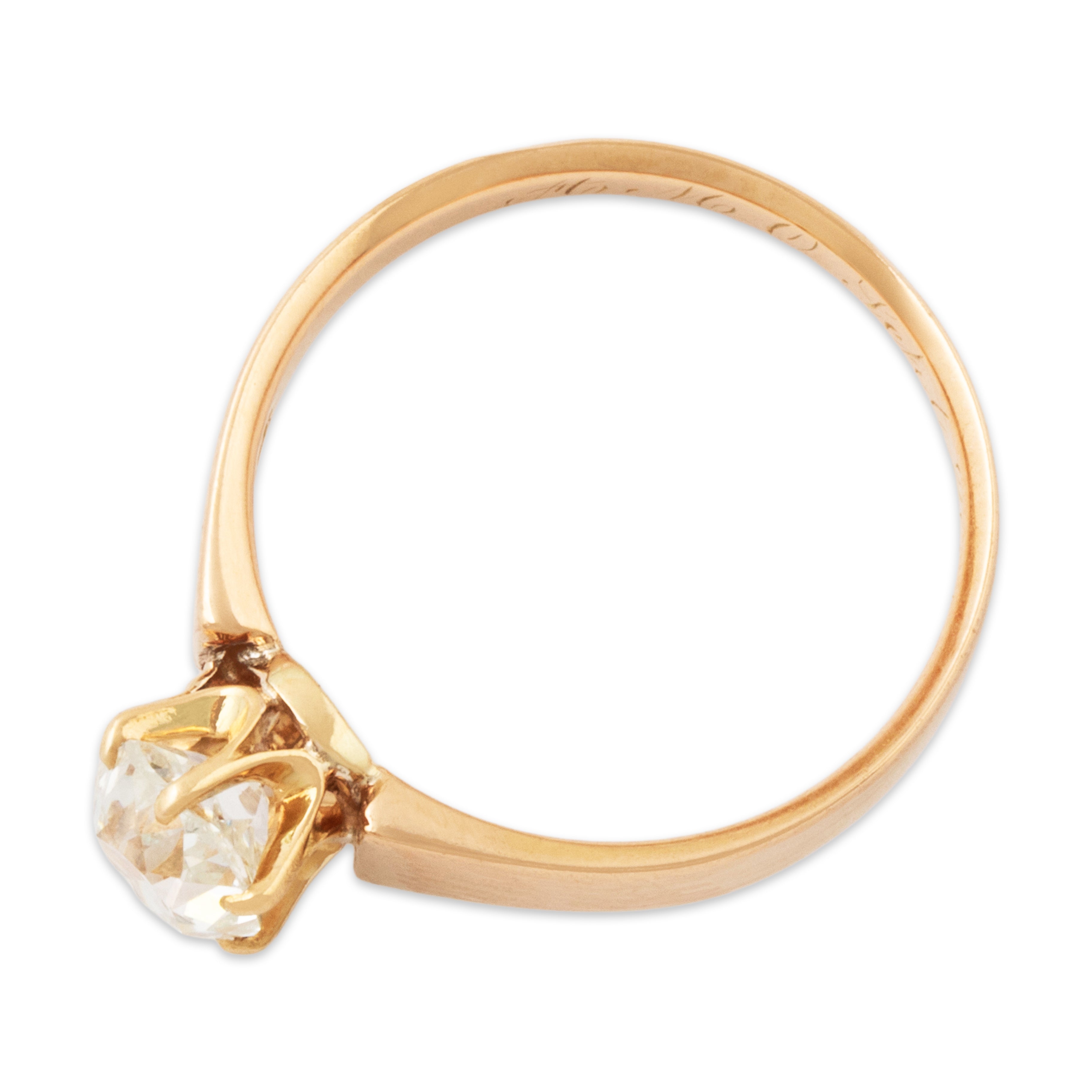 Antique Edwardian 18k Rosy Yellow Gold .97ct Old Mine Diamond Lovely Ring 6.50、mySite、hinf8tx79