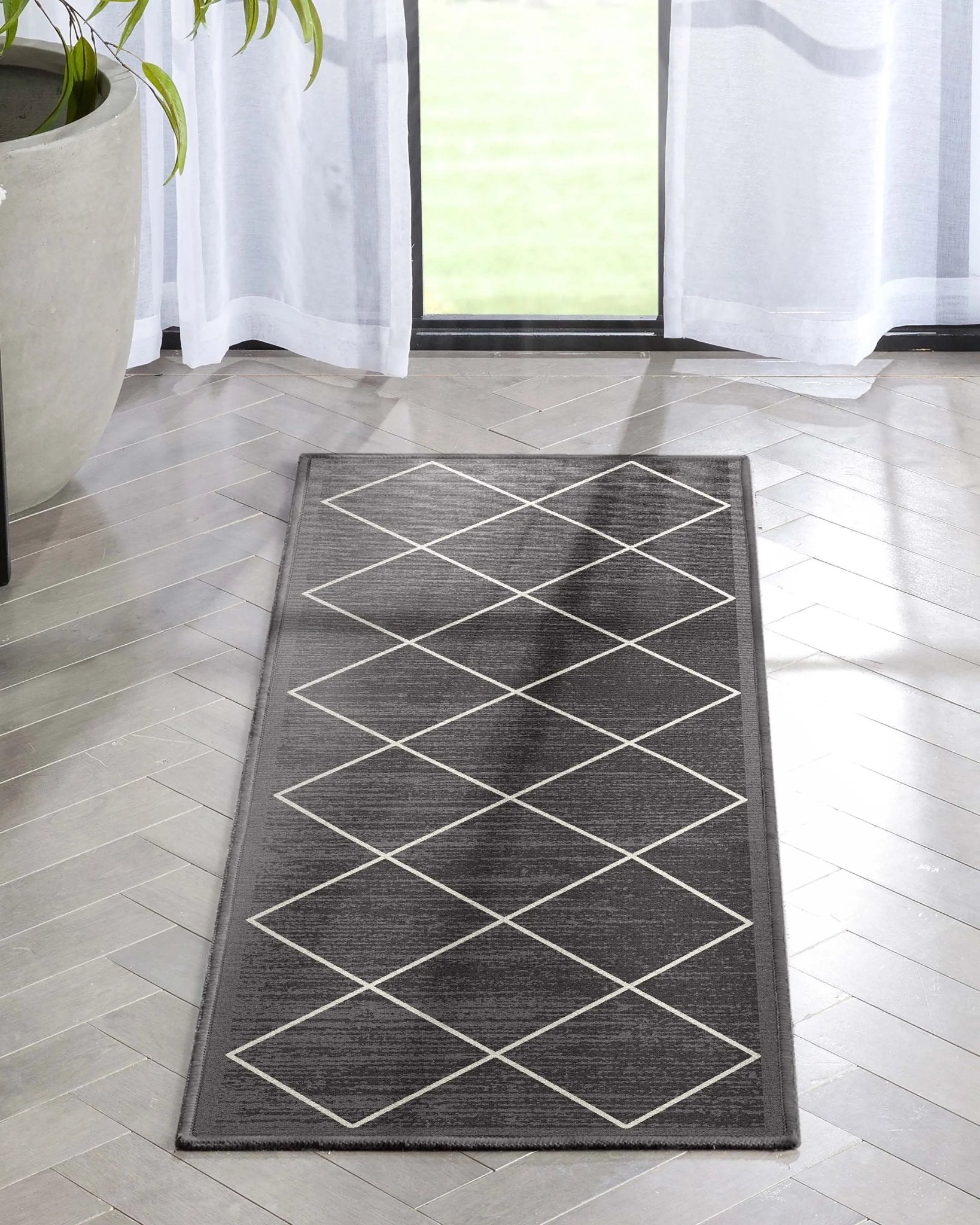 Clover Grey Modern Trellis Flat-Weave Cotton Backing Rug、mySite、gigharbornorthrealestate