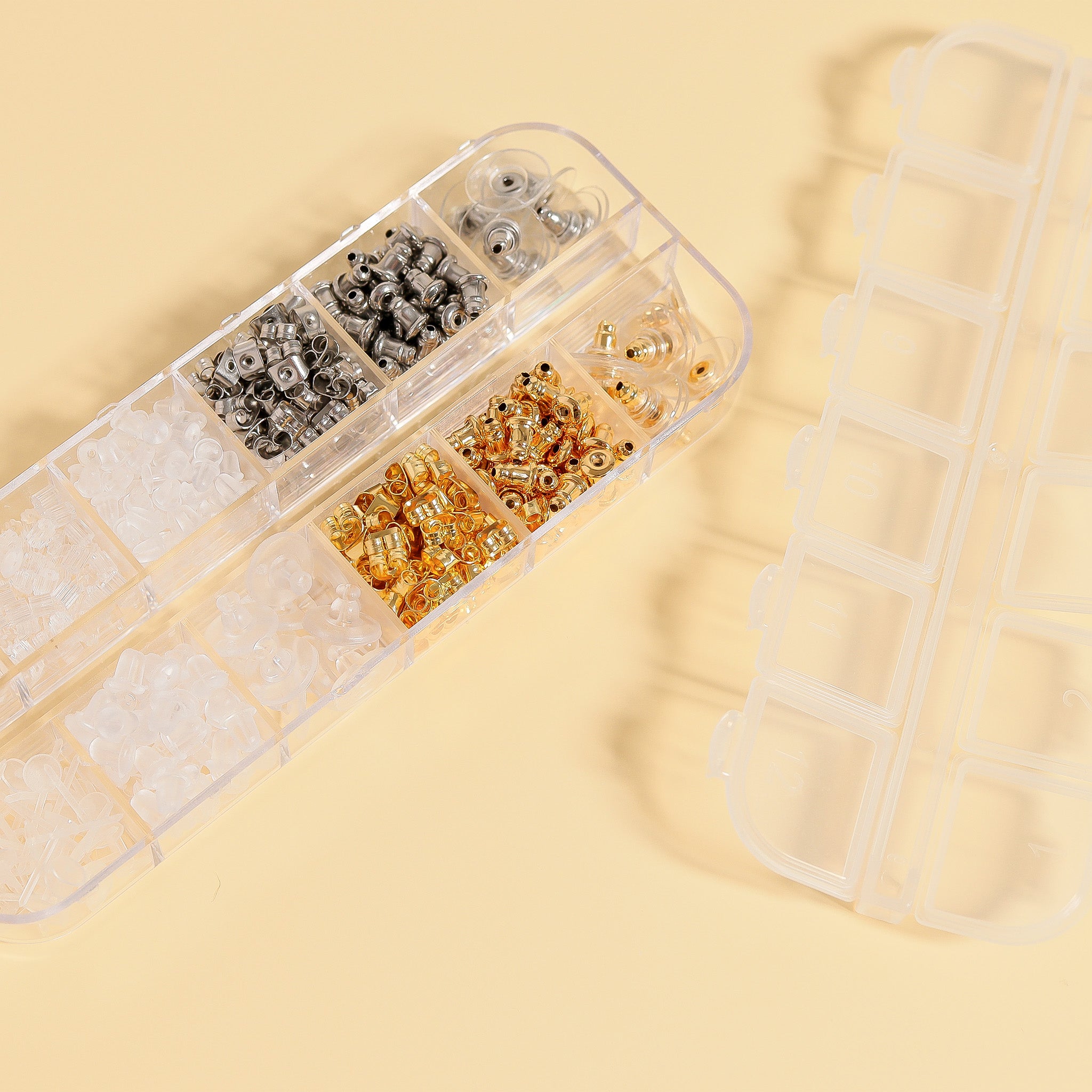 700 Pcs - 12 Styles Assorted Stainless Steel Earring Backs / ENC1000、mySite、dreamappss