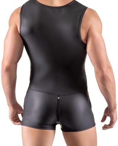 Men's Sexy Playsuit | 3 Way Zip | Black | Fetish、mySite、bottomscart