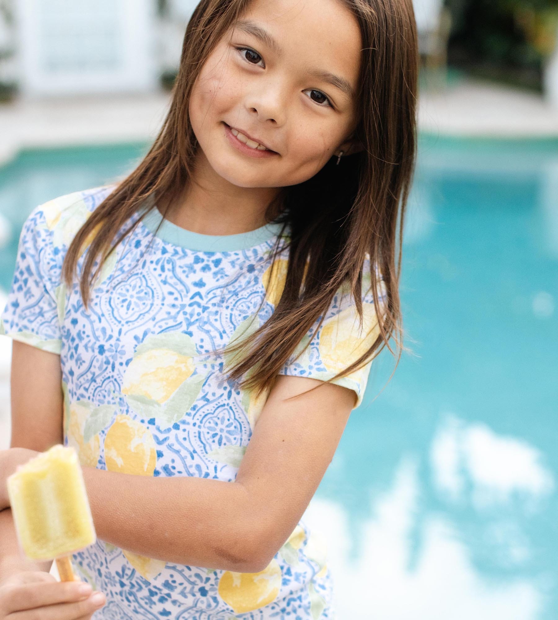 Lemon Tiles Organic Cotton Two-Piece Pajamas、mySite、g9winljtr