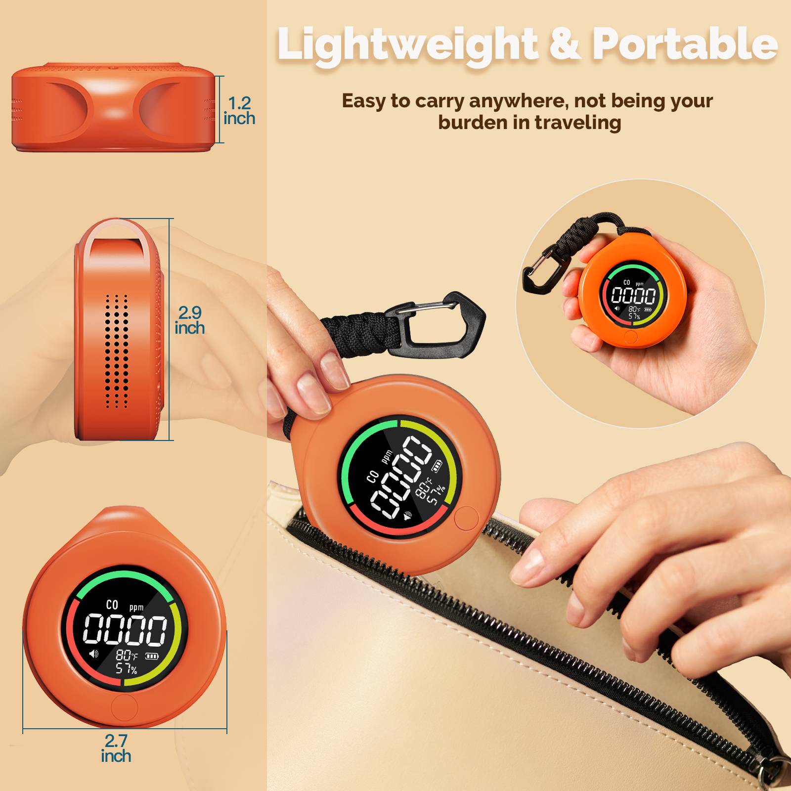 Mini Carbon Monoxide Detector Portable Temp/Humi/CO Meter、mySite、fannypackpong