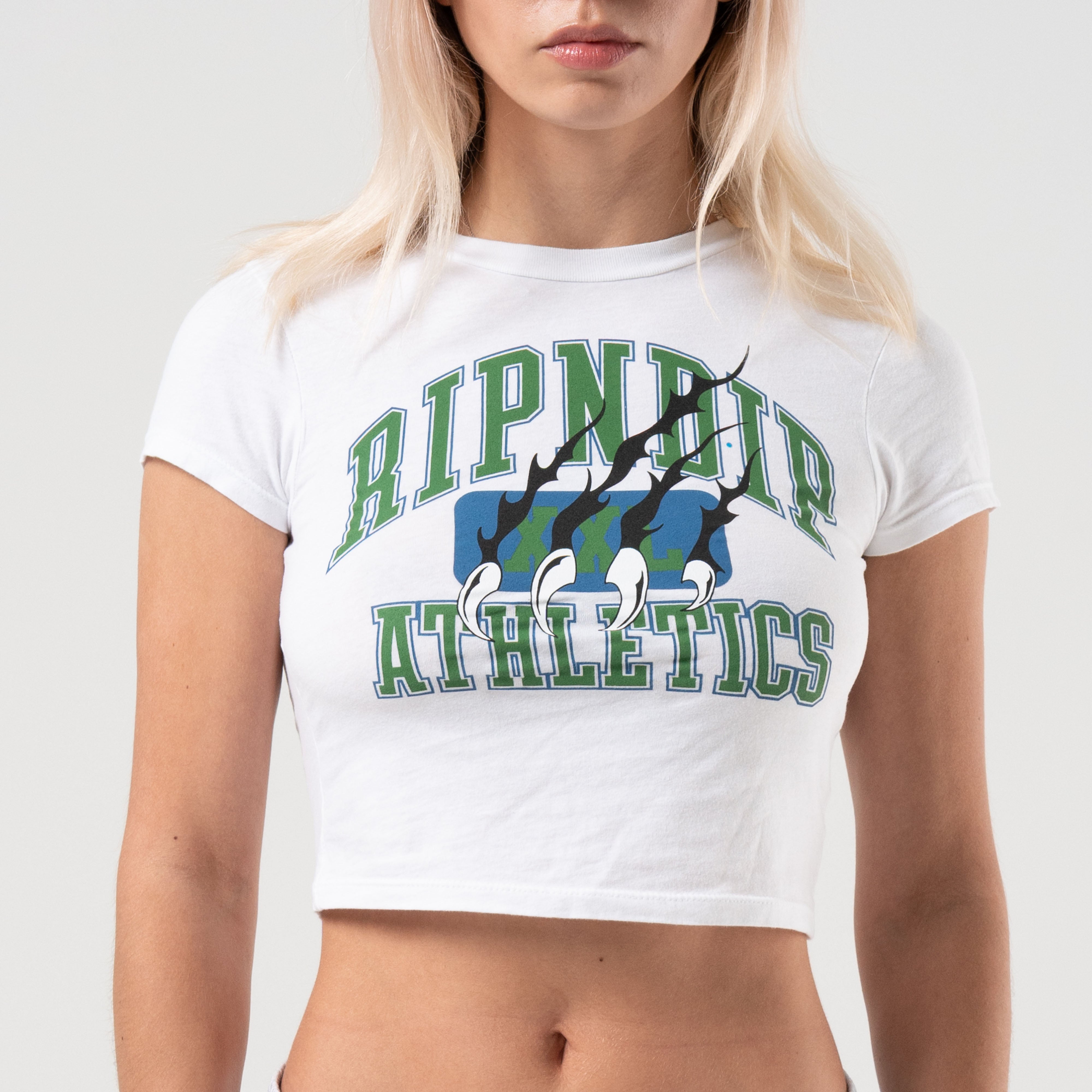  Ripndip Athletics Cropped Baby Tee (White)、mySite、merchandisen