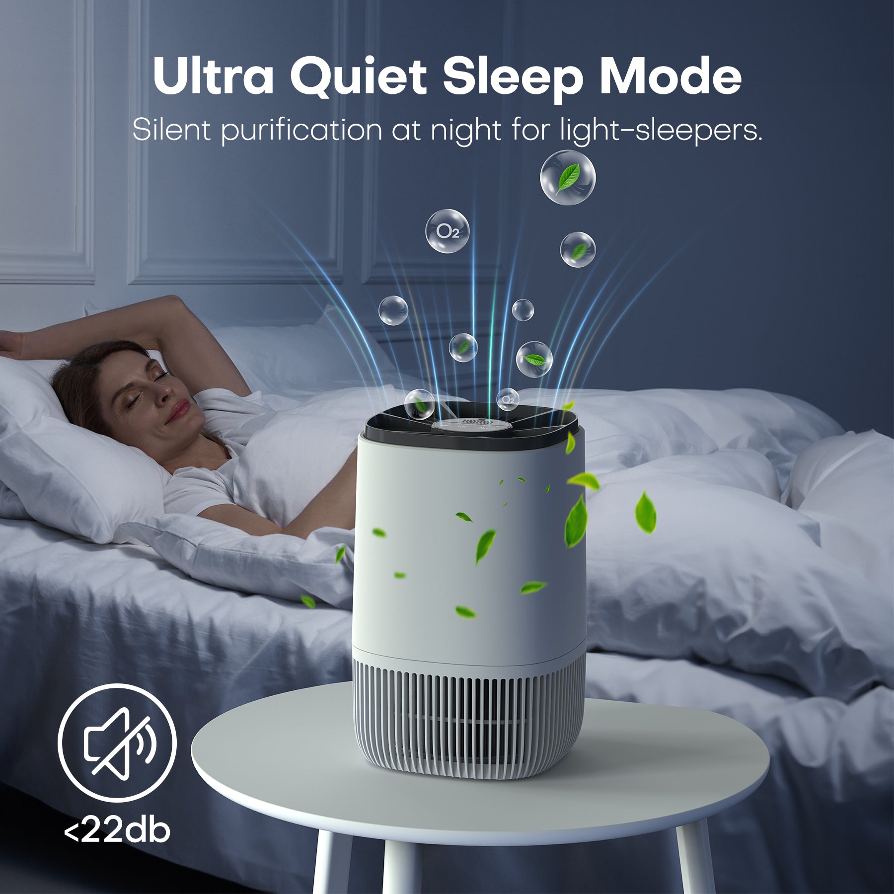 KLOUDIC Air Purifier for Home Bedroom, Hepa 3-in-1 Filter Cleaner with Aromatherapy Function for Better Sleep, Smoke, Pet Dander, Odor, Dust, Office, White、mySite、fannypackpong