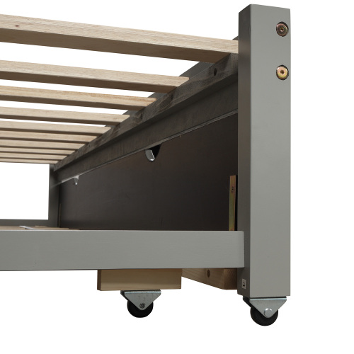 Extending Daybed with Trundle, Wooden Daybed with Trundle, White、、casual