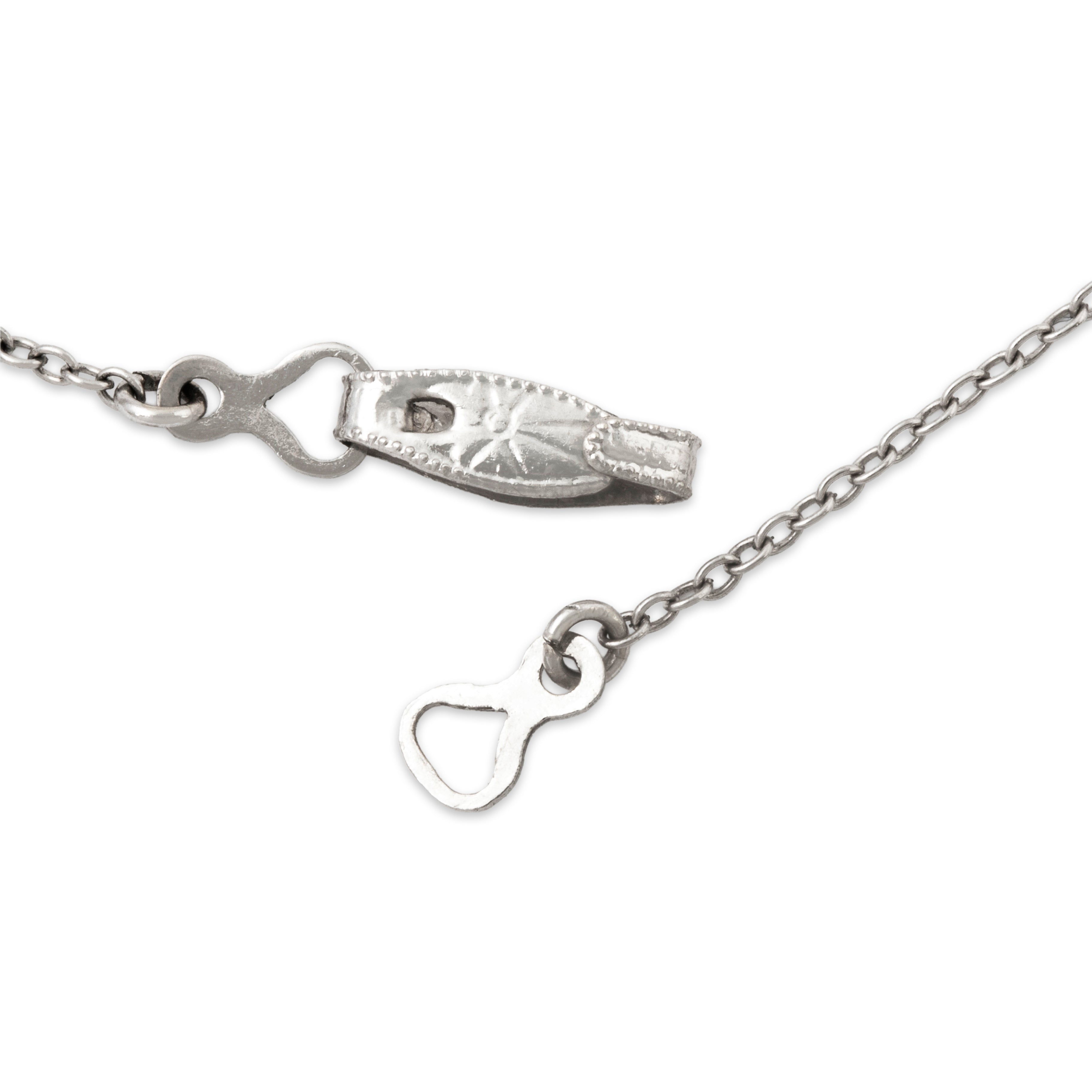 Antique Art Deco 10k White Gold Blue Synthetic Sapphire Lavalier Necklace 17、mySite、hinf8tx79