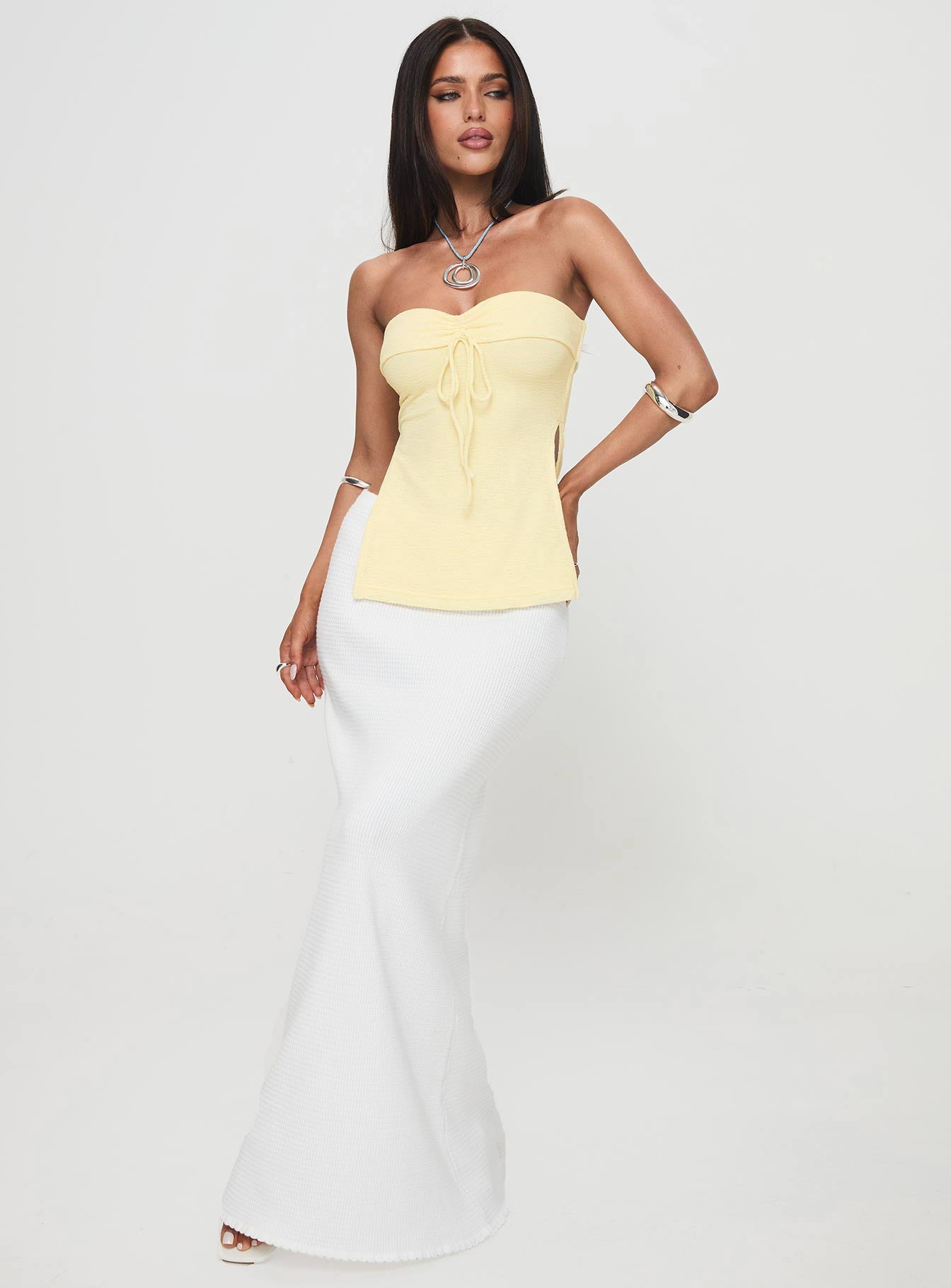 Laurenita Longline Tube Top Yellow、mySite、solidvoid
