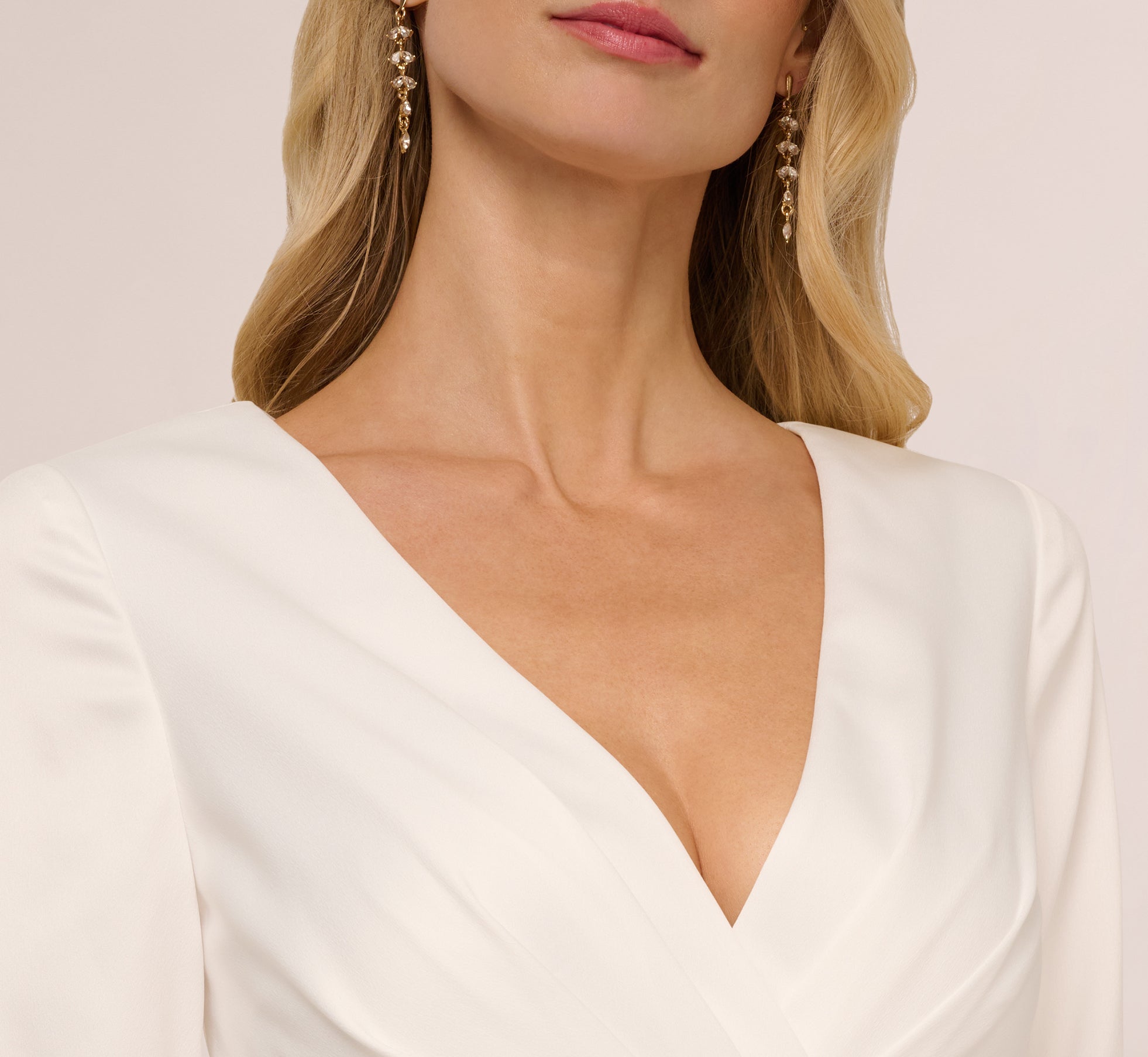 Three Quarter Sleeve Draped Combo Jumpsuit In Ivory Black、mySite、solidvoid