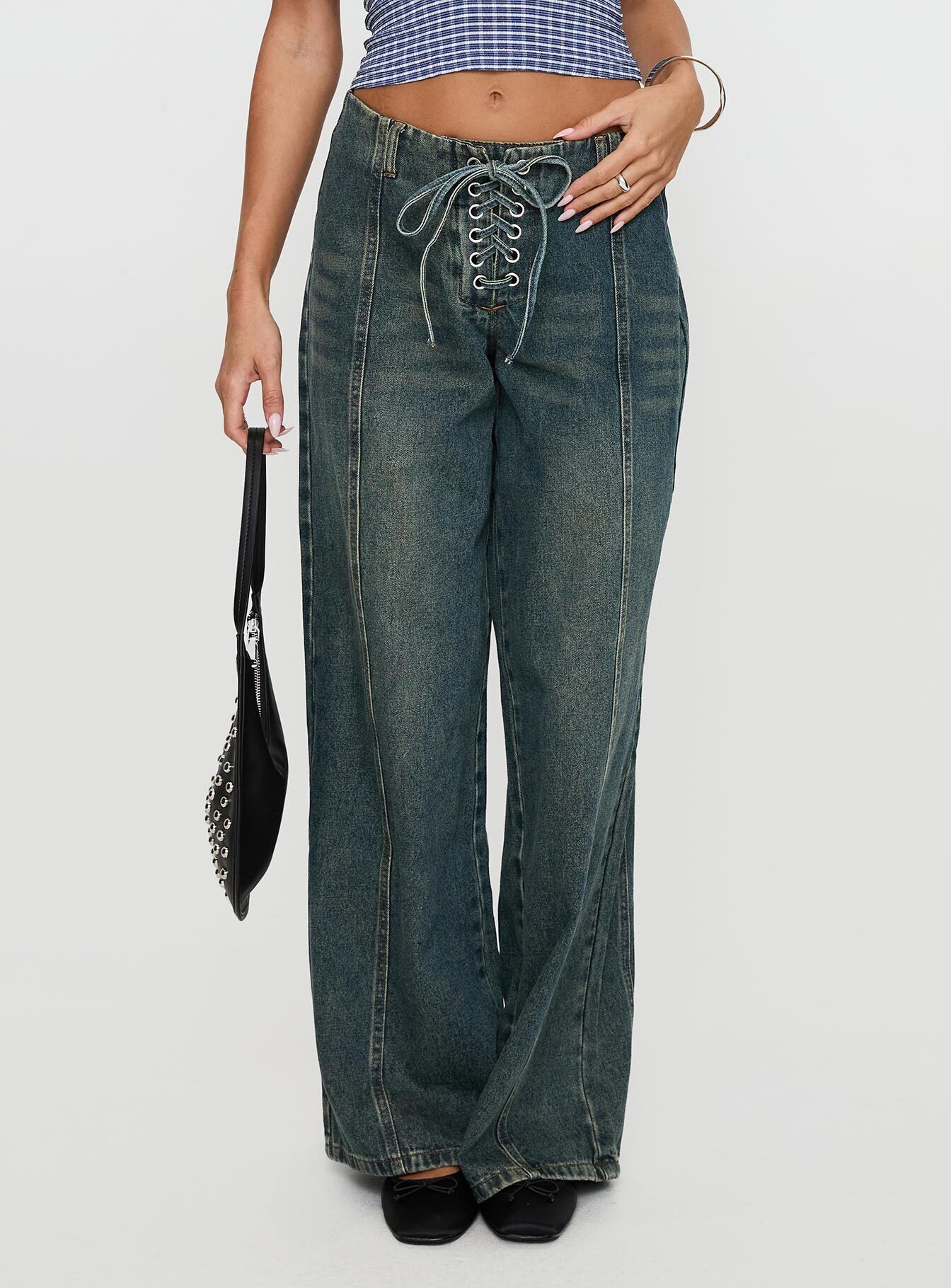 San Mateo Tie Up Jeans Vintage Wash、mySite、solidvoid