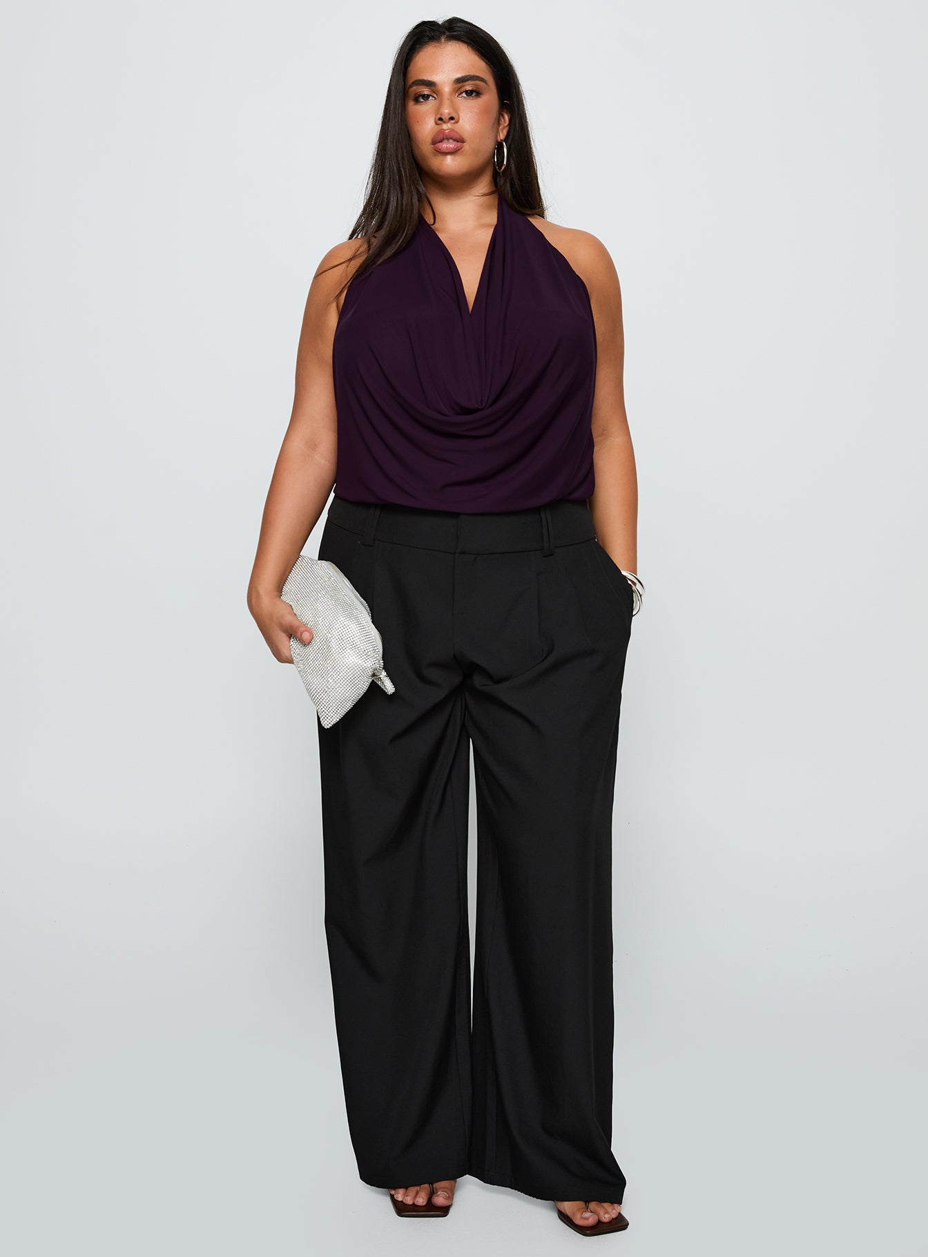 Carefree Days Cowl Neck Top Purple Curve、mySite、solidvoid