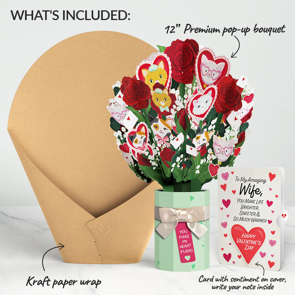 You Make My Heart Purr Cat Valentine Bouquet and Sentiment Set for Wife、mySite、solidvoid