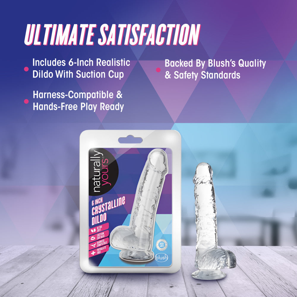 Naturally Yours By Blush® | Realistic Diamond 6-Inch Long Dildo With Balls & Suction Cup Base、mySite、bottomscart