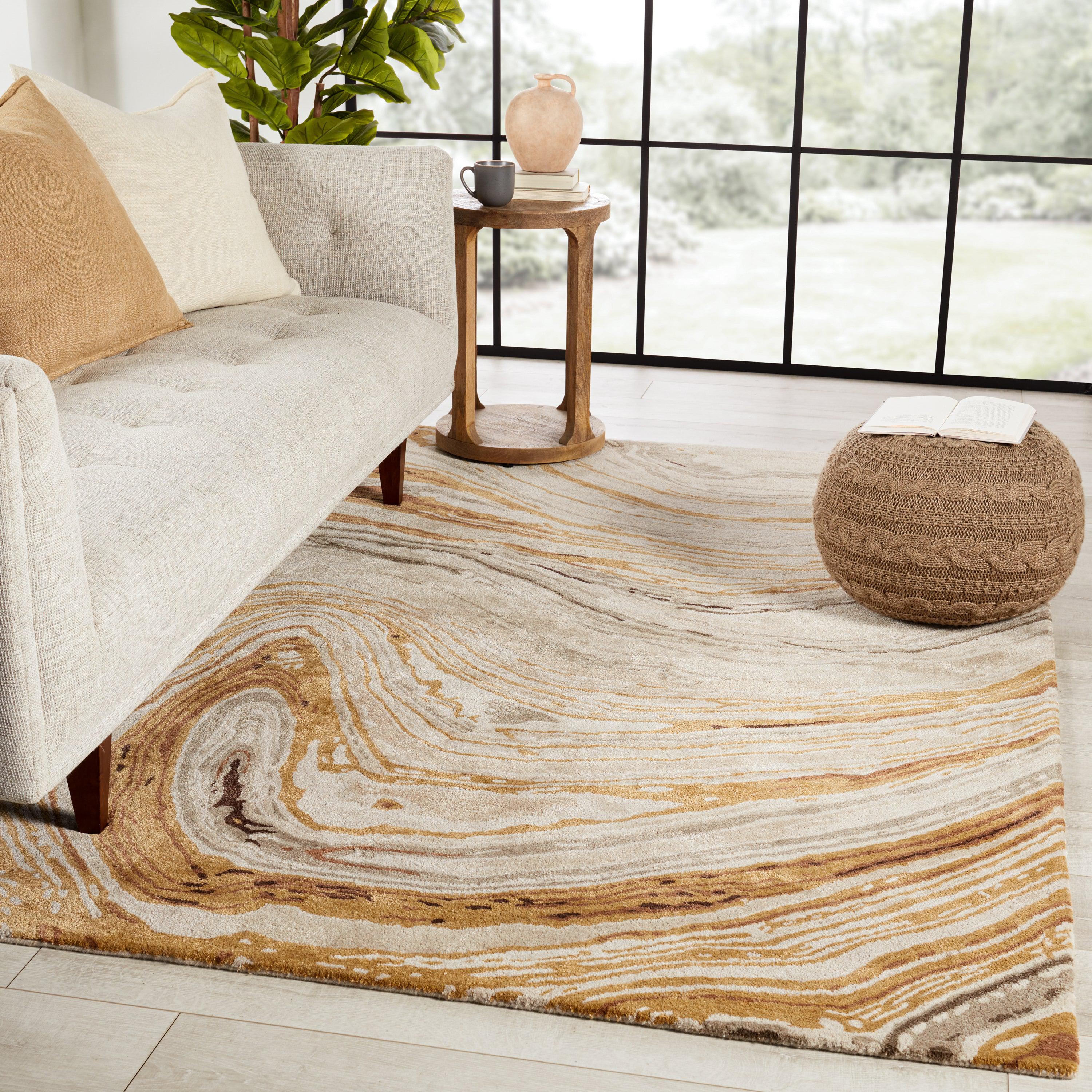 Atha Handmade Abstract Gold Light Taupe Area Rug、mySite、gigharbornorthrealestate