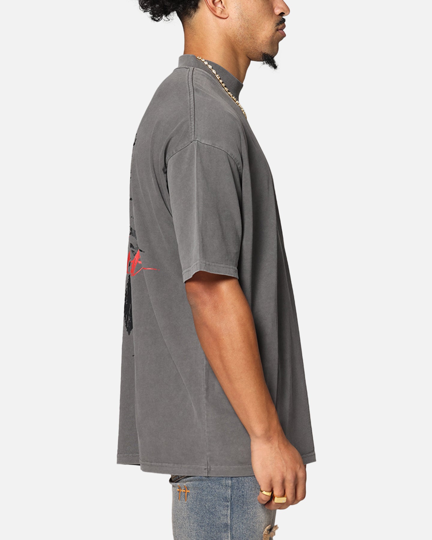 Saint Morta St Valentine Mock Neck T-Shirt Washed Charcoal、mySite、zt4zffjzw