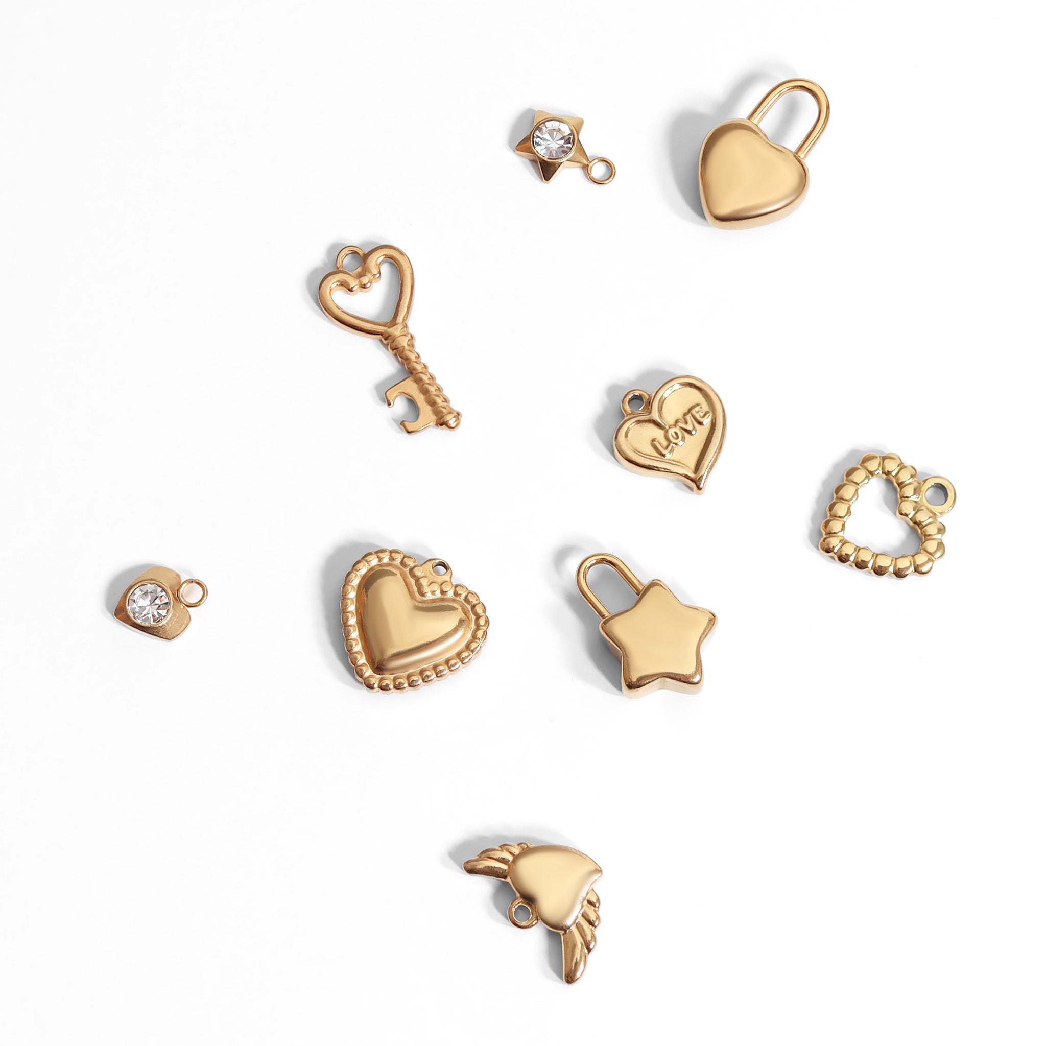 18K Gold PVD Stainless Steel Star Padlock Charm / PDL0108、mySite、dreamappss