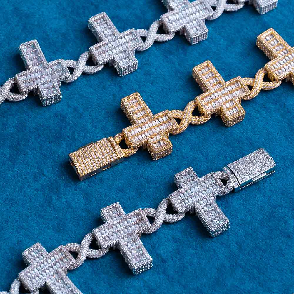 30MM Moissanite Cross Infinity Link Chain 14K Gold、mySite、hinf8tx79
