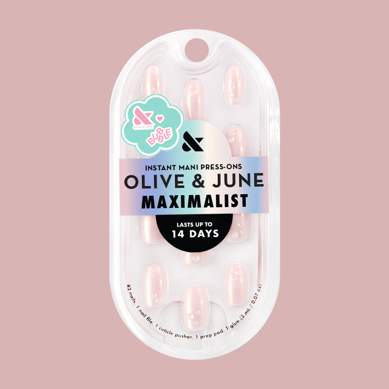 Pink Bubble Pearlescent - Press-On | Short | Round、mySite、solidvoid