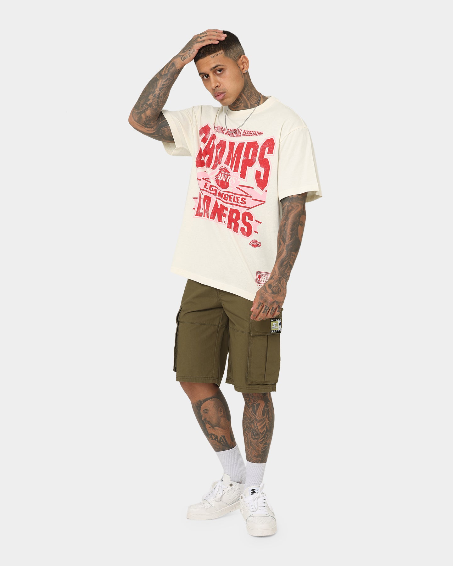 Mitchell & Ness Los Angeles Lakers St Valentine's Day T-Shirt Unbleached、mySite、zt4zffjzw