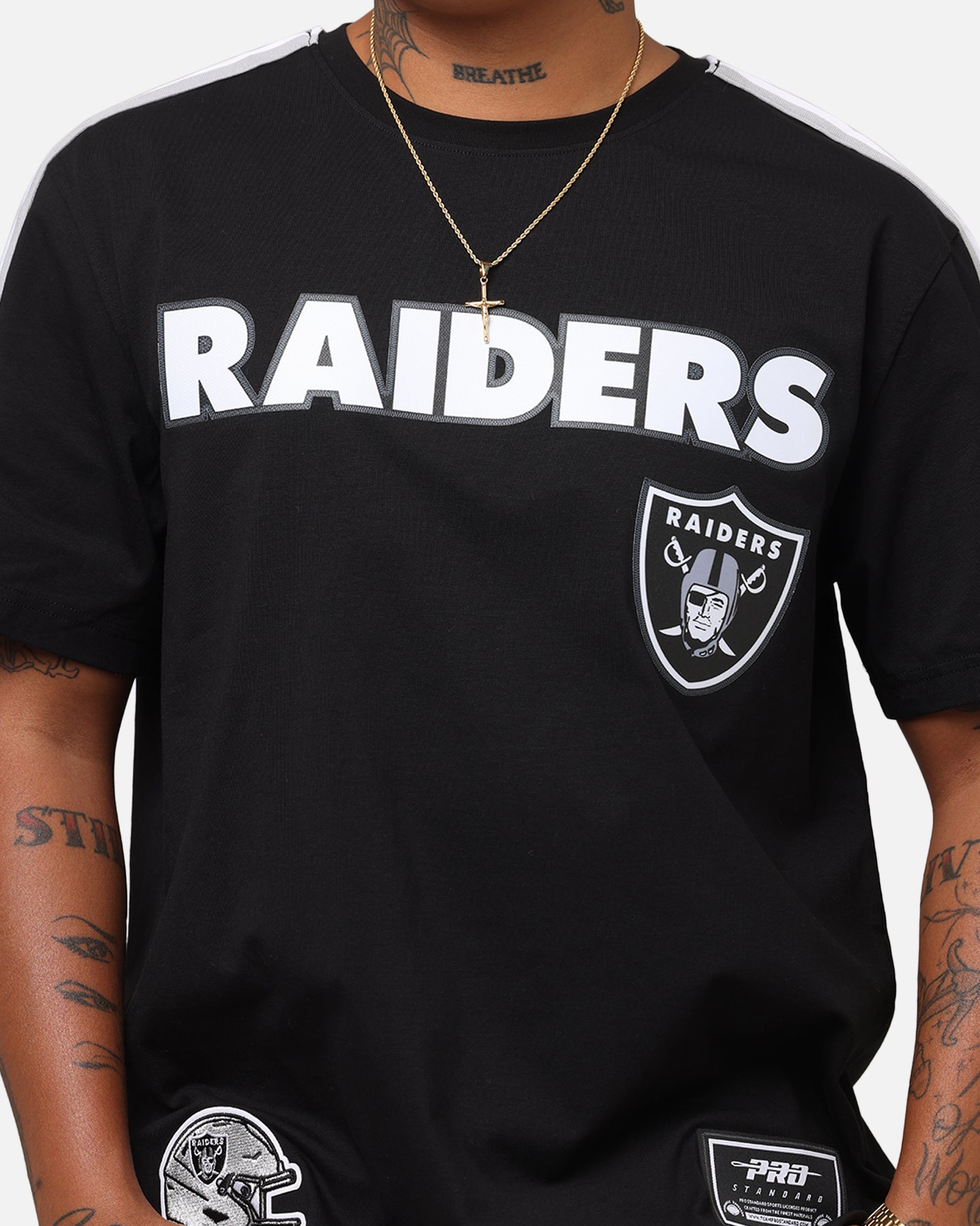 Pro Standard Las Vegas Raiders Classic Mesh Striped T-Shirt Black/Grey、mySite、zt4zffjzw