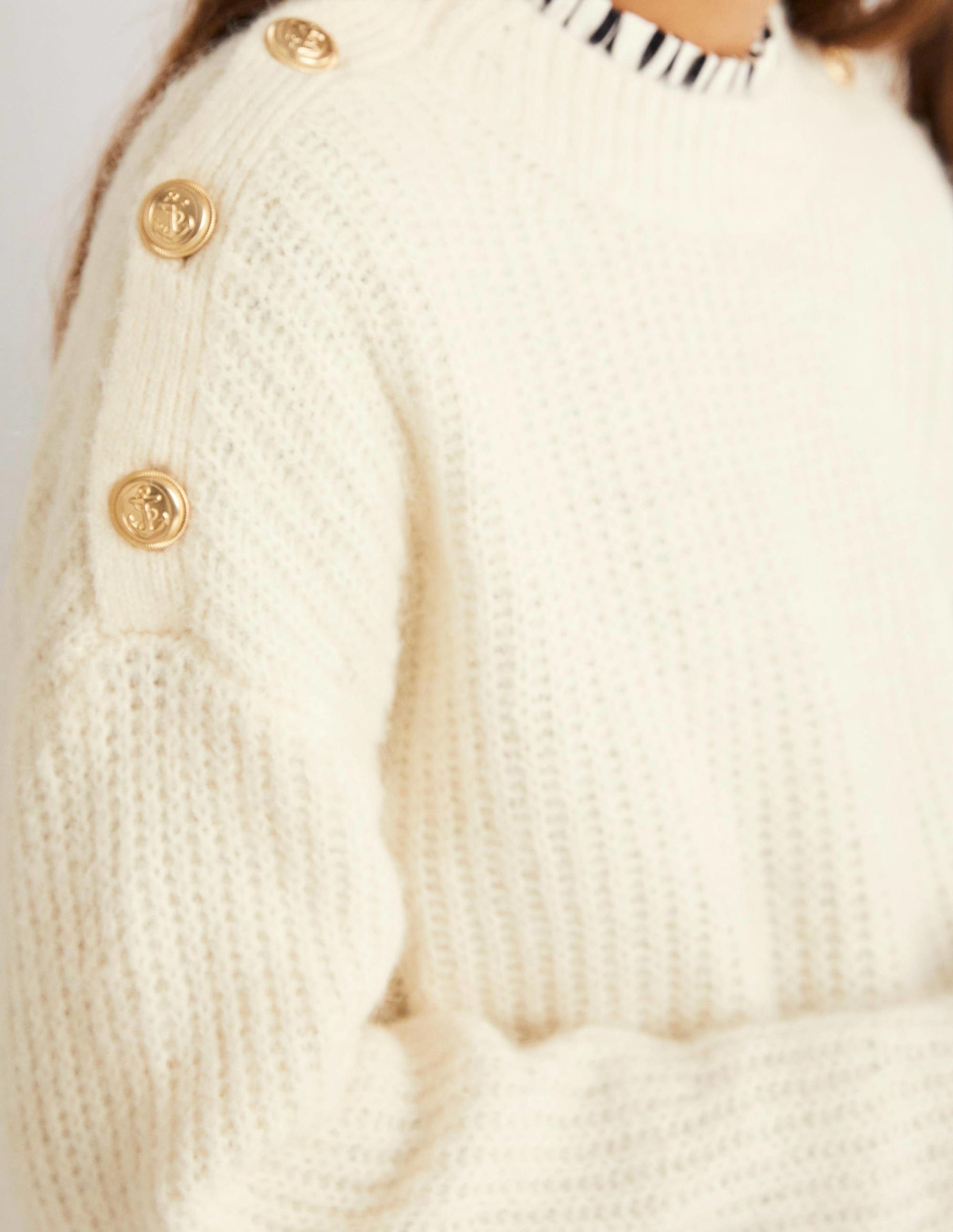  Fluffy Ribbed Button Jumper-Warm Ivory、mySite、ashleygrahame