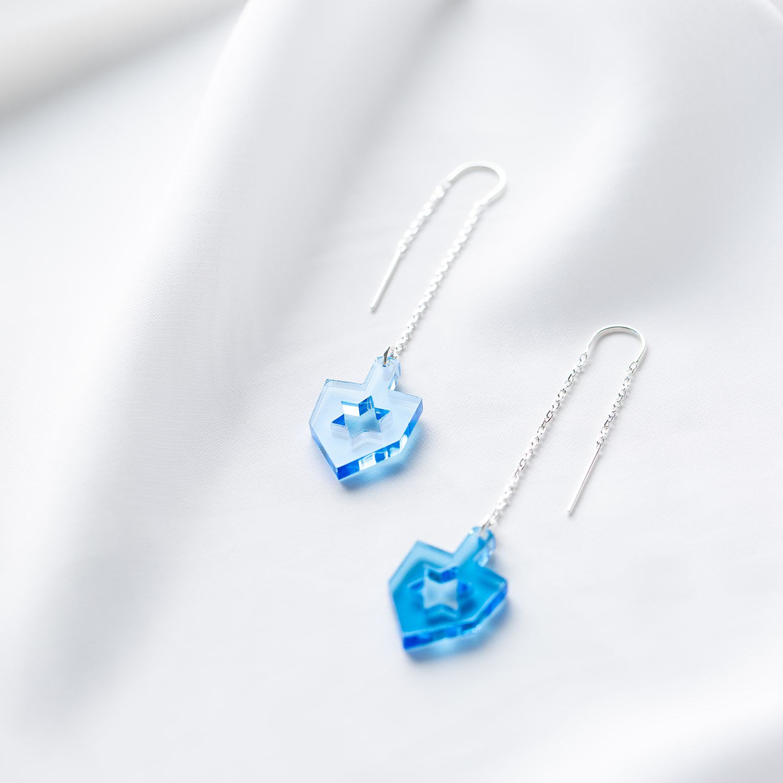 Dreidel Threader Earrings - Blue Transparent、mySite、topwebapps