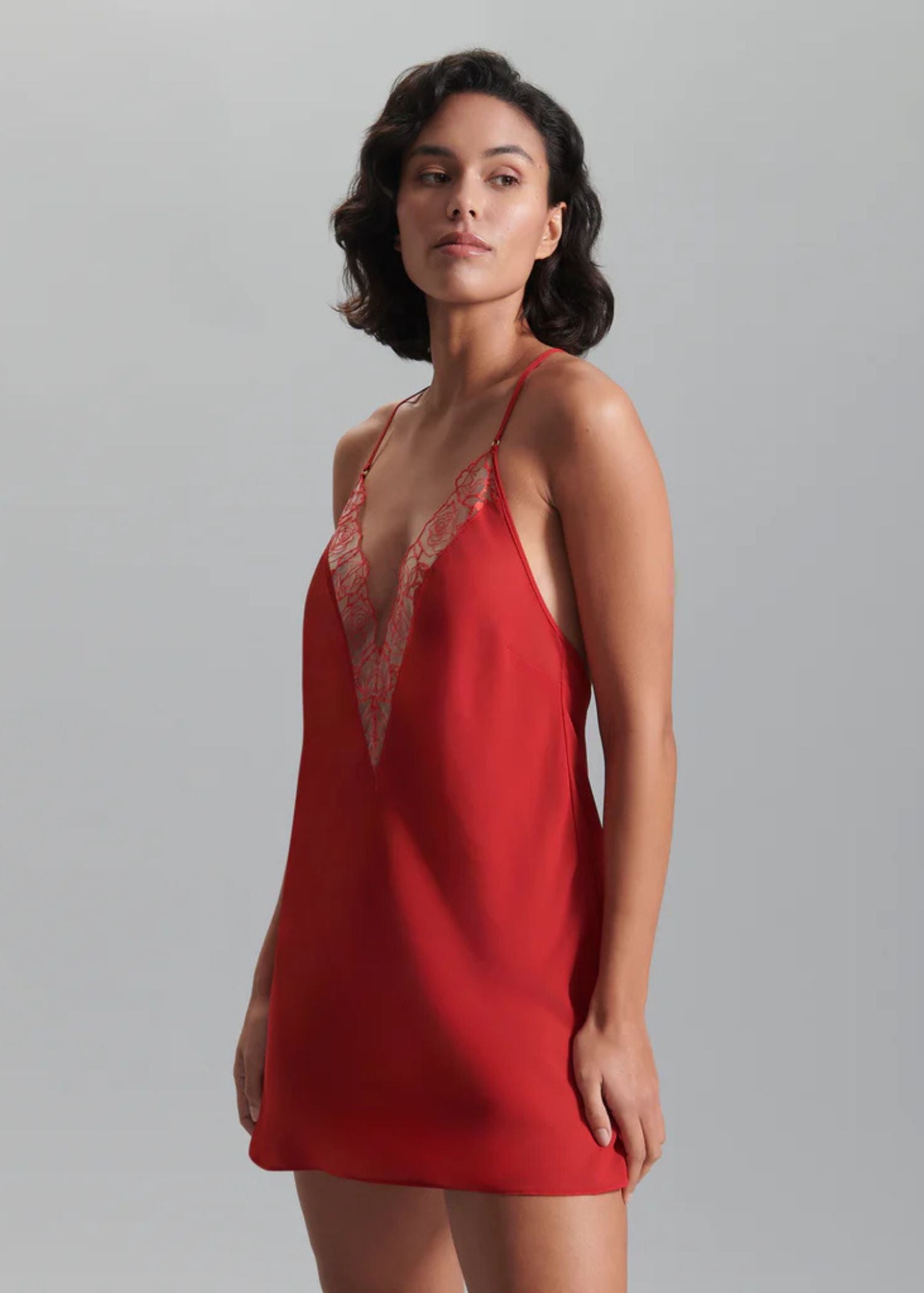  Rosalie Short Chemise Slip (Red/Sheer)、mySite、justintrudeaud