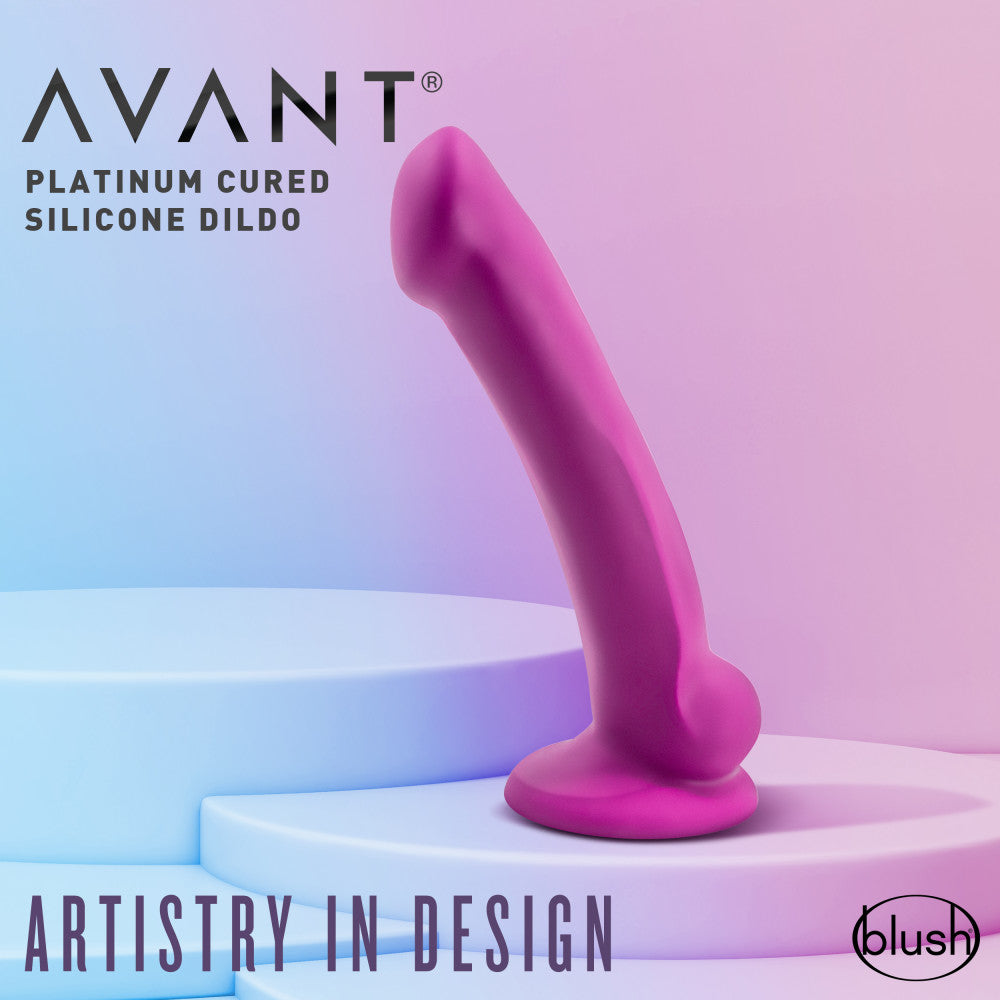 Avant By Blush® | Ergo Mini Violet D9: Artisan 7 Inch Thin Dildo with Suction Cup Base - Elegantly Made with Smooth Ultrasilk® Purio™ Silicone、mySite、bottomscart