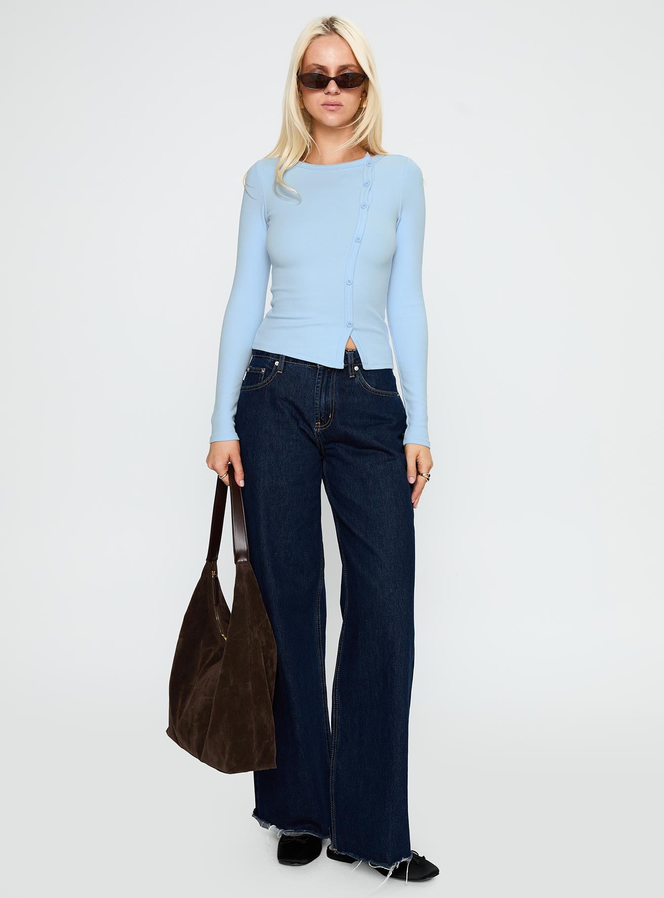 Passoni Long Sleeve Top Blue、mySite、solidvoid