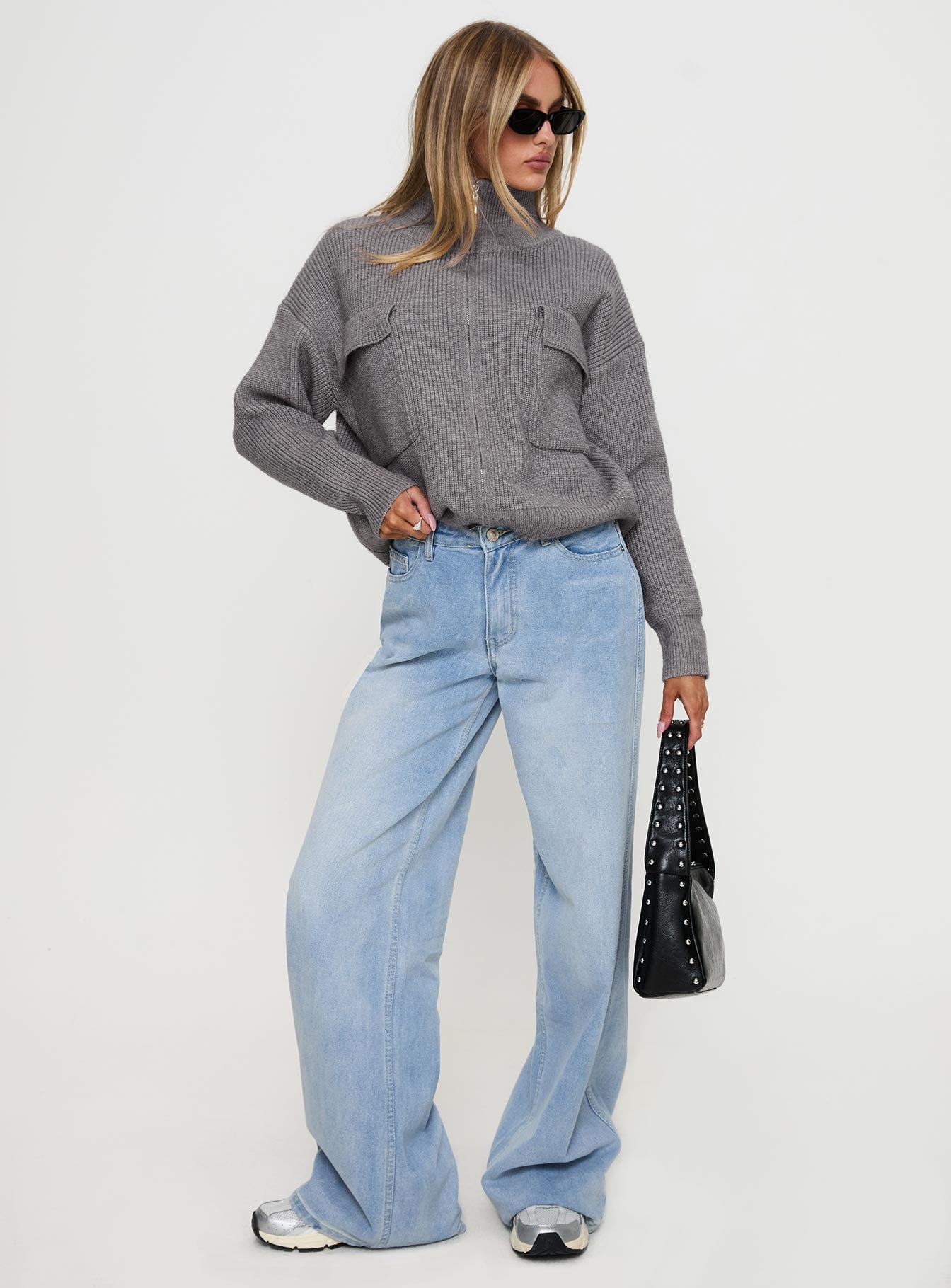 Too Busy Zip Up Sweater Grey、mySite、solidvoid