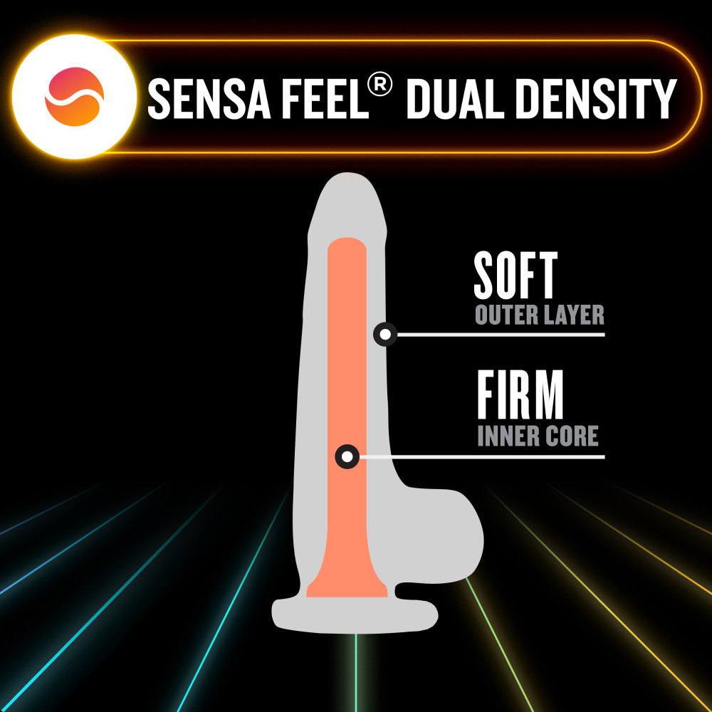 Neo Elite By Blush® | Lavo Glow In The Dark Neon Orange: 7.5-Inch Long Dildo - Made with Purio™ Silicone & SensaFeel® Dual Density Realistic Technology、mySite、bottomscart