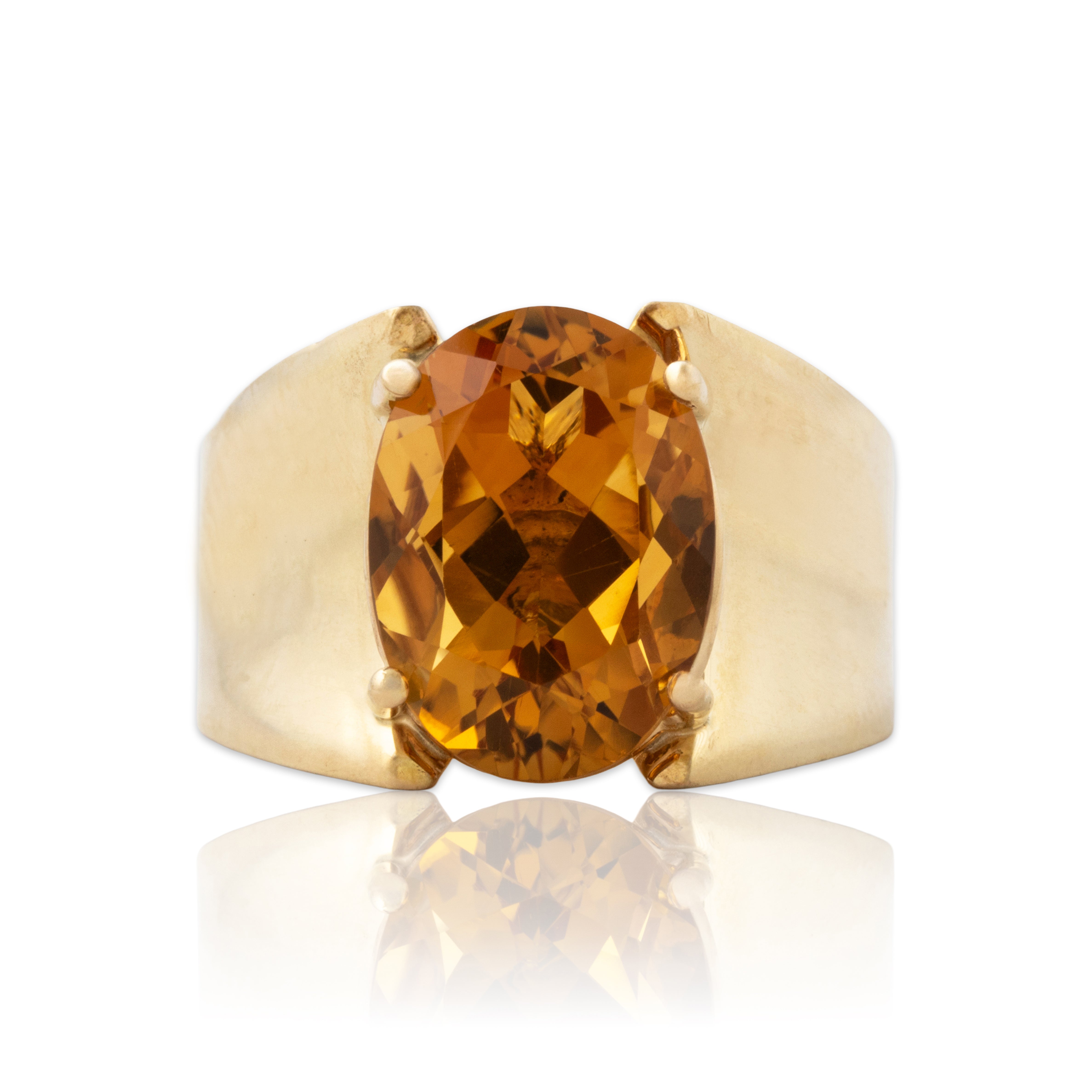 Vintage Heavy 14k Yellow Gold 5.66ct Citrine Modernist Statement Ring 7.0、mySite、hinf8tx79