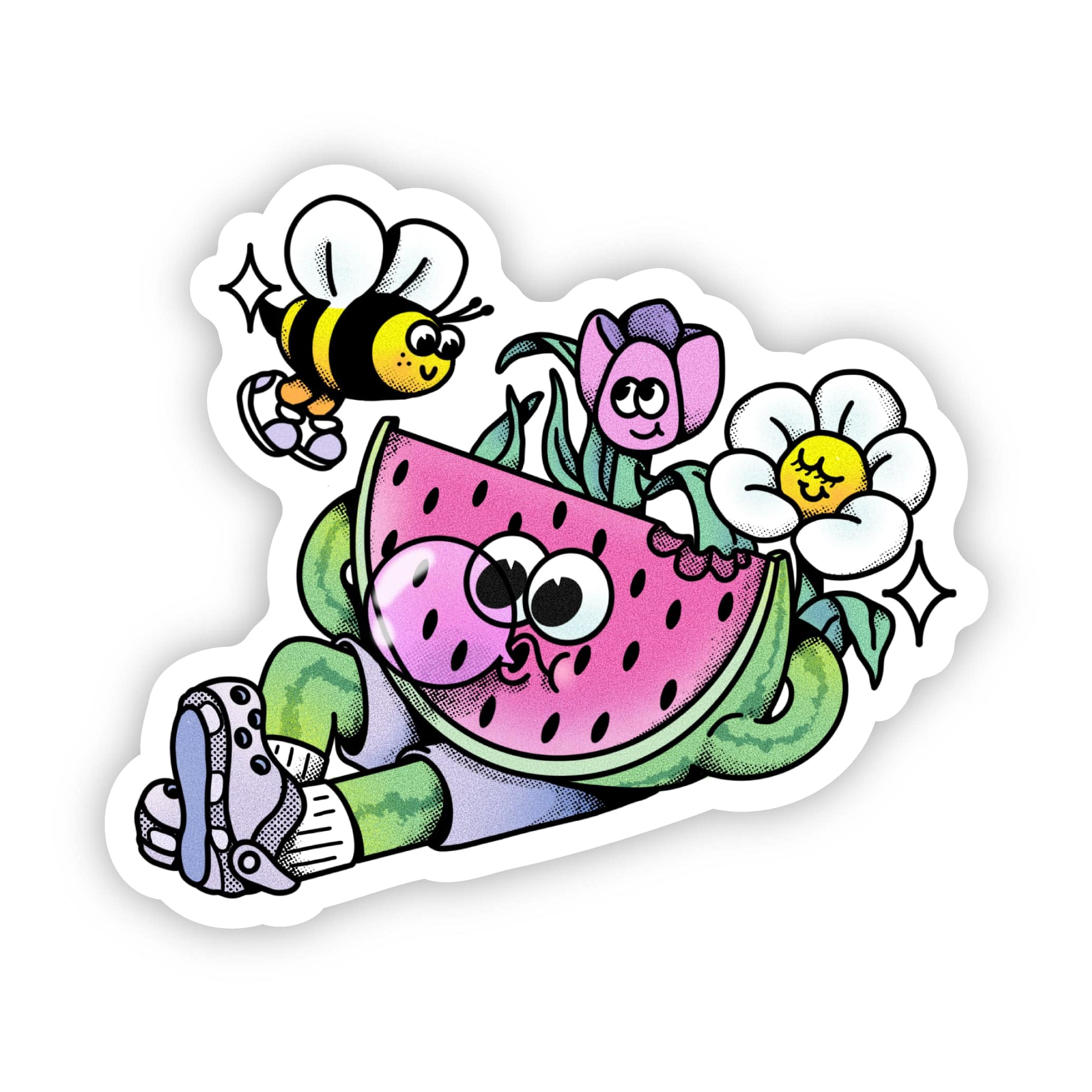  Chill Watermelon with Flowers & Bee Sticker、mySite、elrpsem3k
