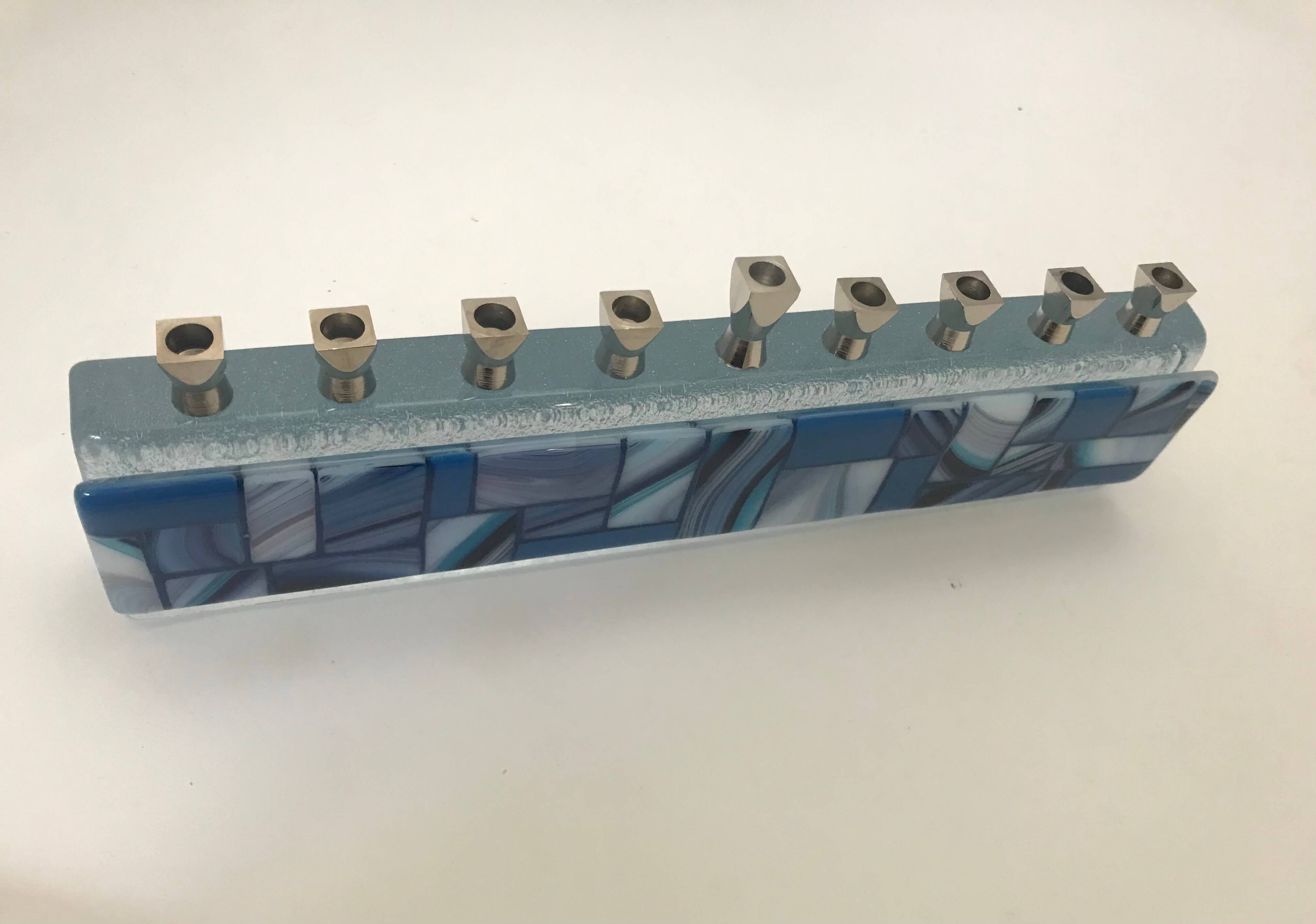 Shades of Blue Handmade Glass Menorah、mySite、topwebapps