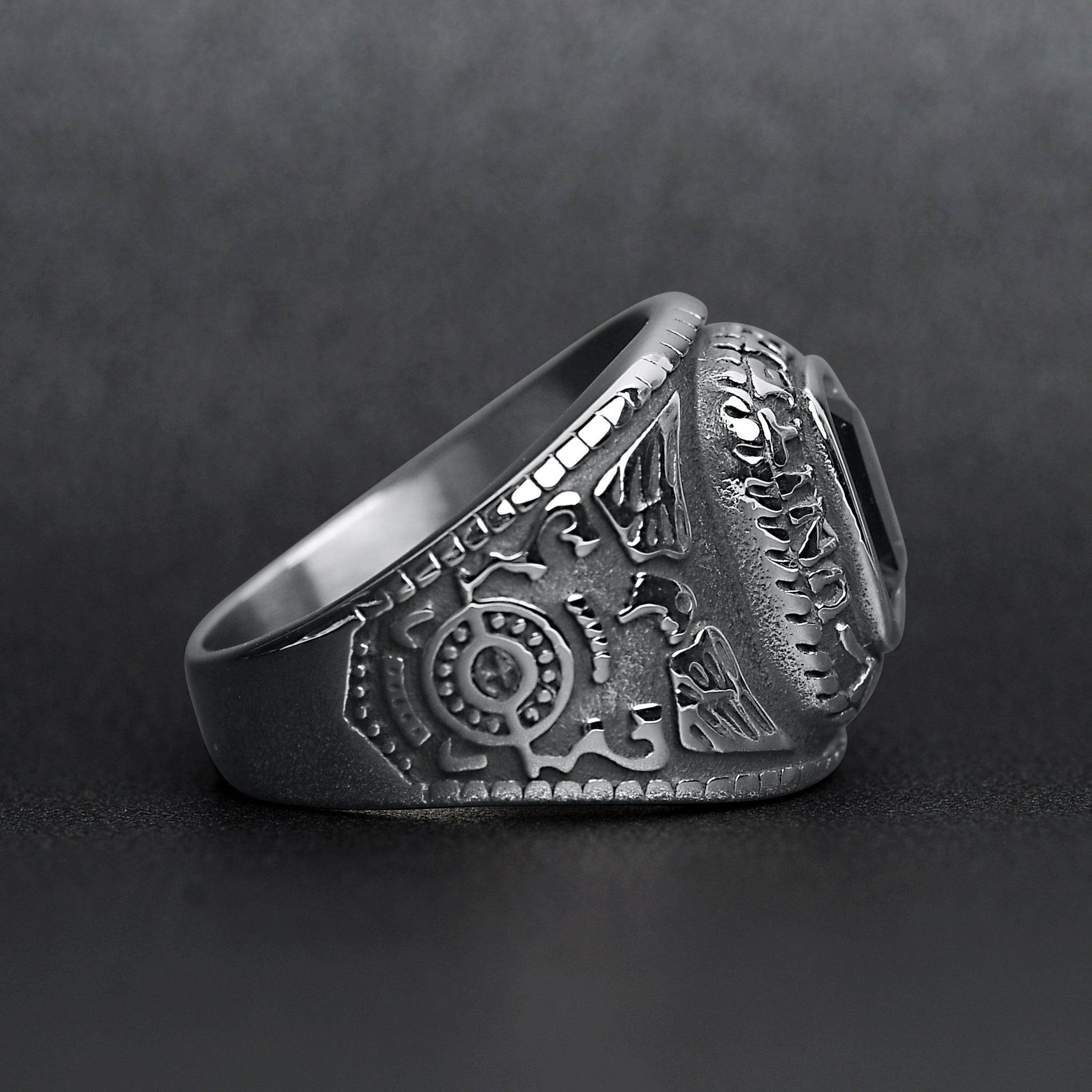 Stainless Steel United States Navy Military Men's Ring with Blue Stone / MCR3068、mySite、dreamappss