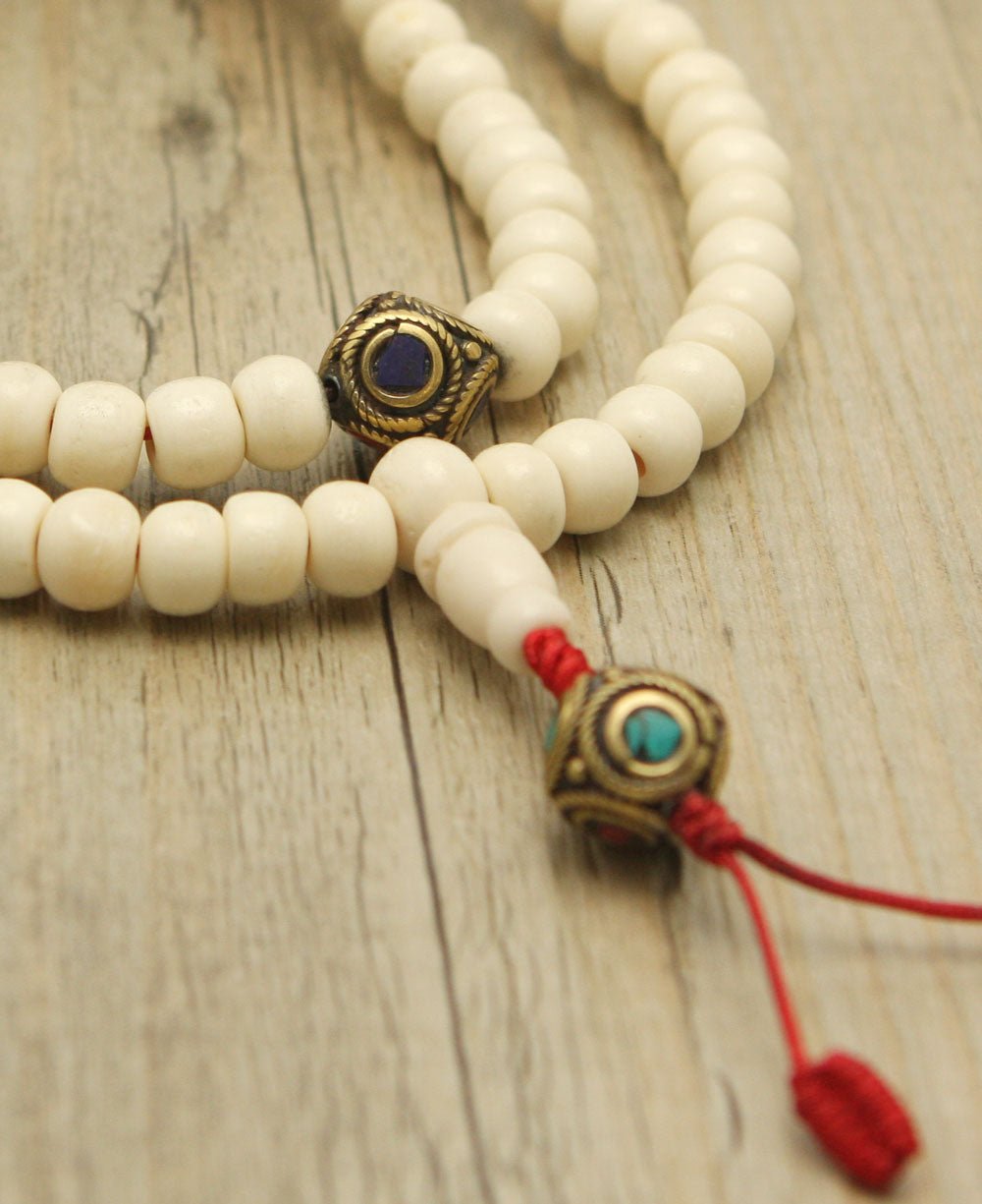 108 Bone Bead Mala with Inlaid Counter Beads、mySite、topwebapps