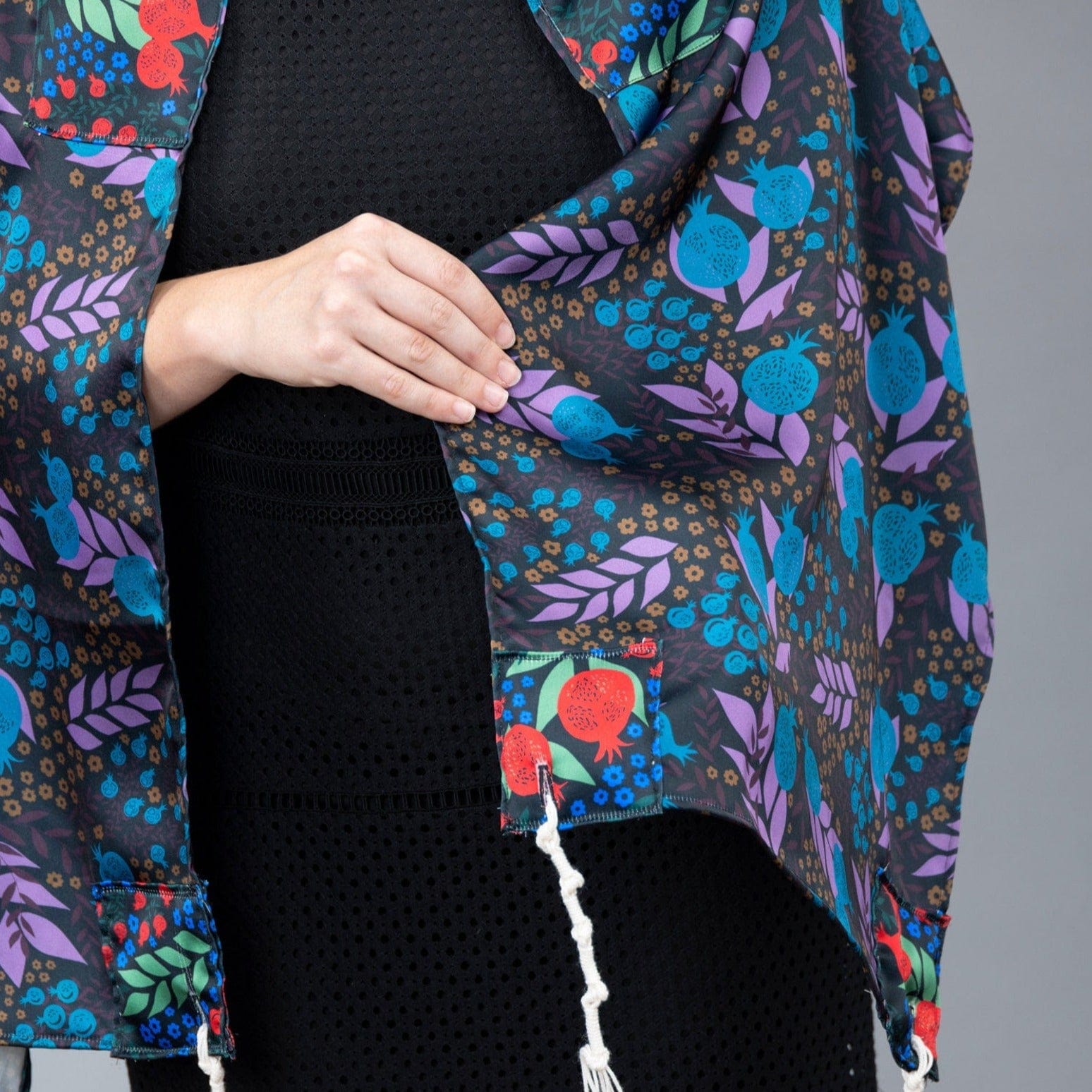 Dark Purple and Red Pomegranate Satin Tallit、mySite、topwebapps