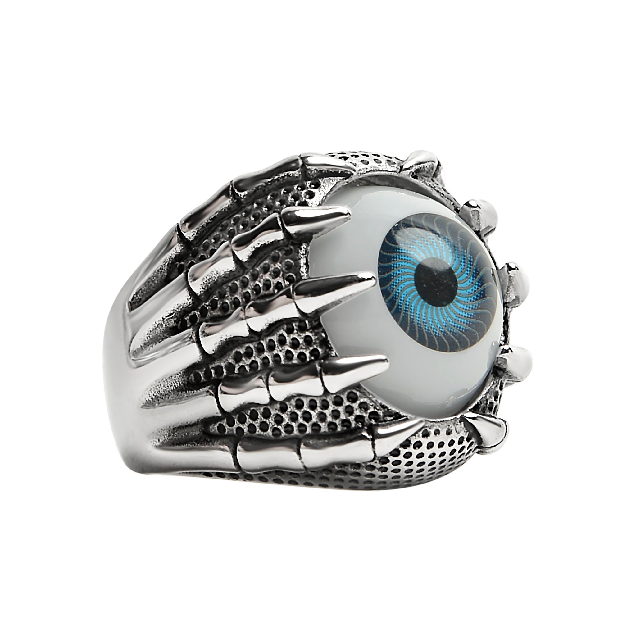 Stainless Steel Skeleton Hands Holding Blue Eyeball Ring / SCR4079、mySite、dreamappss