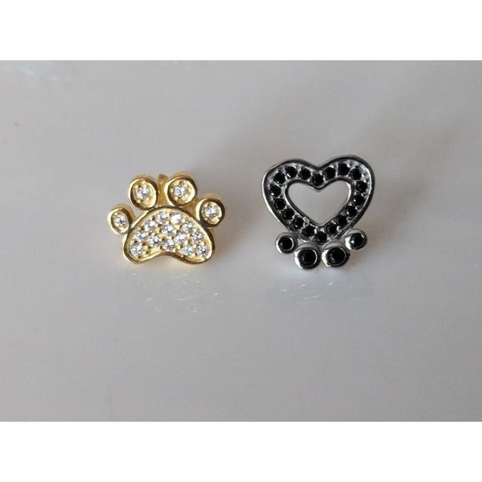 Pet Paw Earrings with Sparkling Cubic Zirconia in Solid Sterling Silver, Beautiful!、mySite、g9winljtr