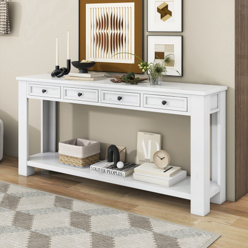 TREXM Console Table/Sofa Table with Storage Drawers and Bottom Shelf for Entryway Hallway(Espresso)、、casual