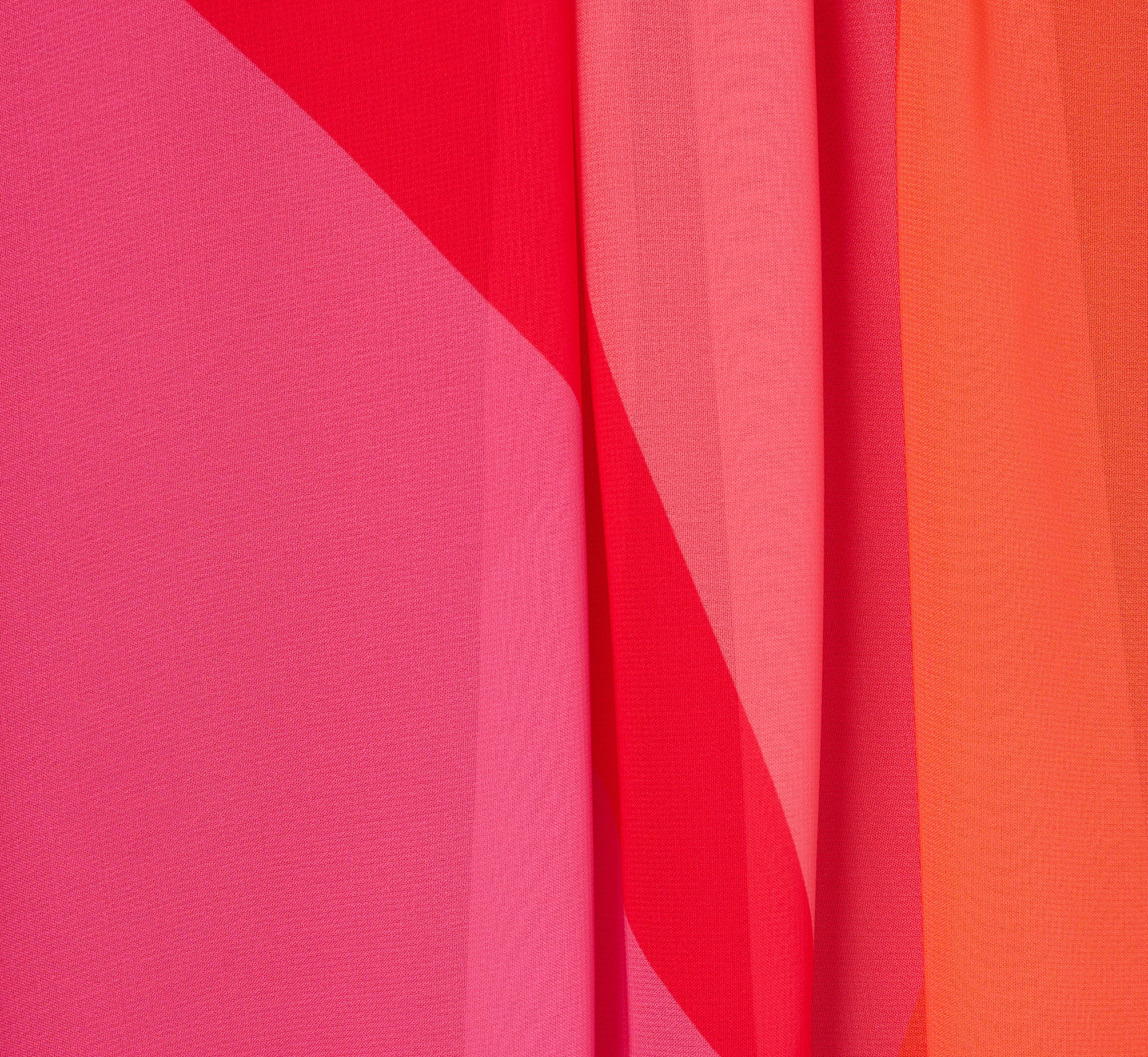 Plus Size Color Block Chiffon Trapeze Dress With Chain Halter Neckline In Red Multi、mySite、solidvoid