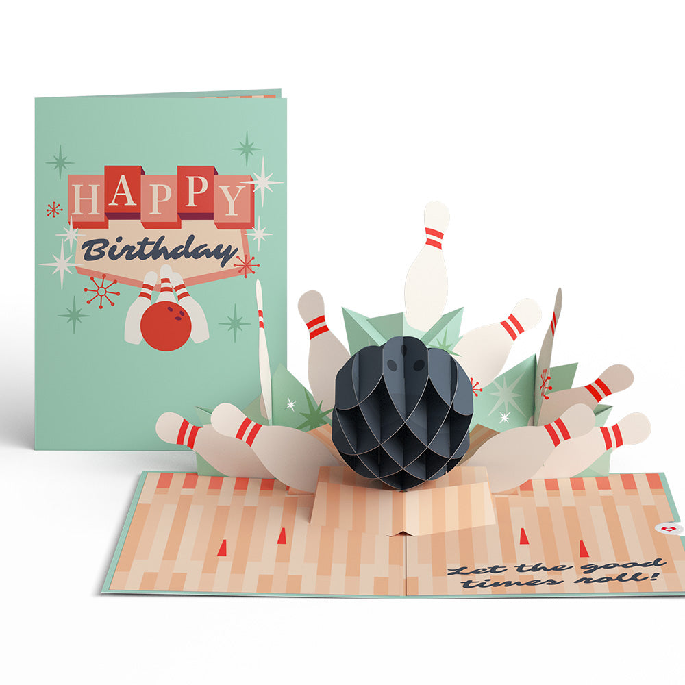 Retro Bowling Birthday Pop-Up Card、mySite、solidvoid